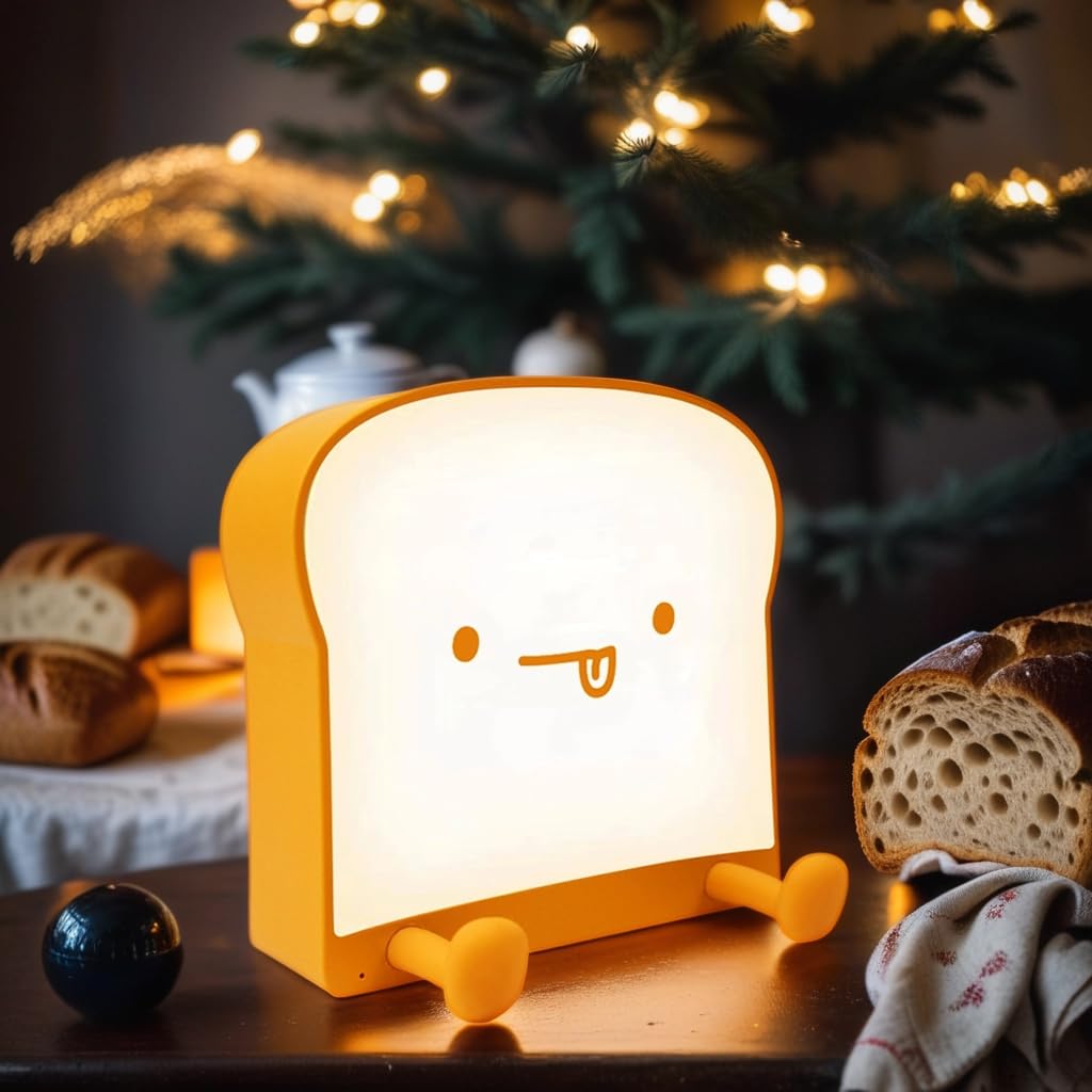 Urocza lampka nocna LED Toast, lampka nocna do pokoju dziecięcego, akumulatorowa lampka stołowa, lampka nocna do sypialni