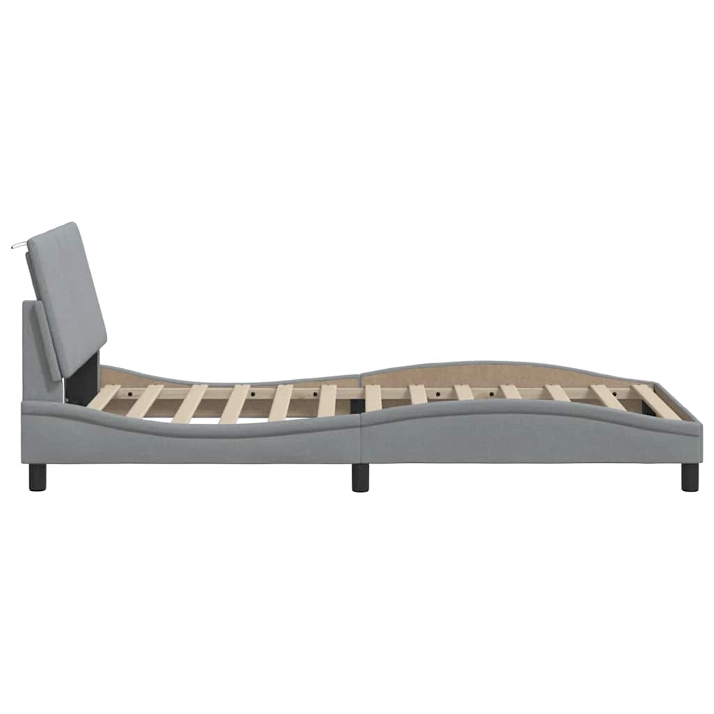 vidaXL Cadre de lit sans matelas Hanko gris clair 100x200 cm tissu - 6