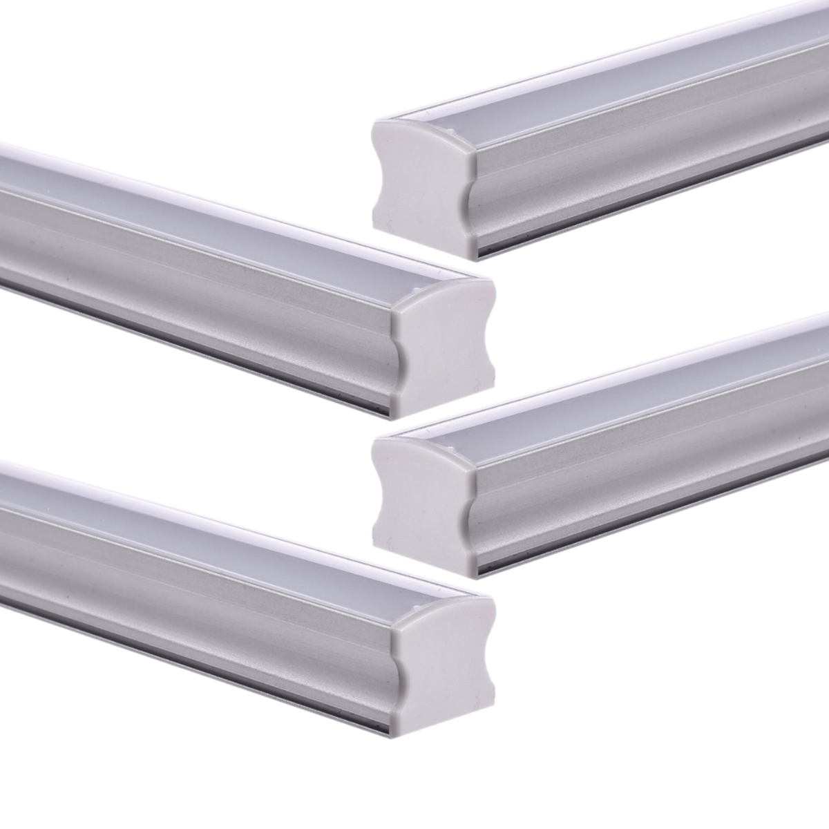 Opakowanie x4 Powierzchnia profilu aluminiowego 1m do taśmy LED z półprzezroczystą osłoną 16,8 mm x 14,5 mm