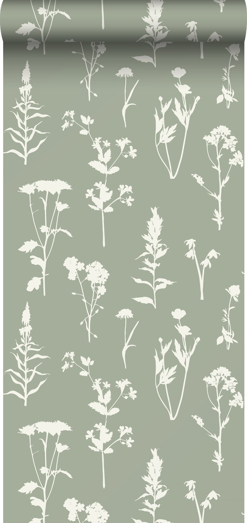 Tapeta kwiaty polne jadeitowej zieleni - 50 x 900 cm - ESTAHOME