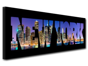 Toile New York City Nuit RyounoArt - 50,8x122,9cm Prête à Accrocher Décoration Murale