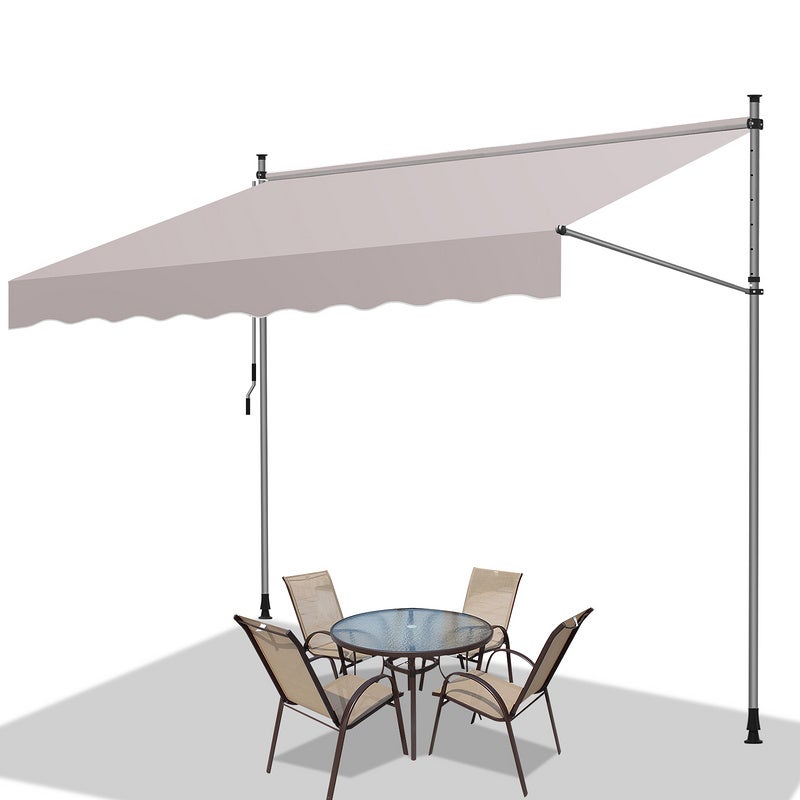 Toldo manual con manivela sin taladrar resistente al sol y al agua altura regulable beige 250cm