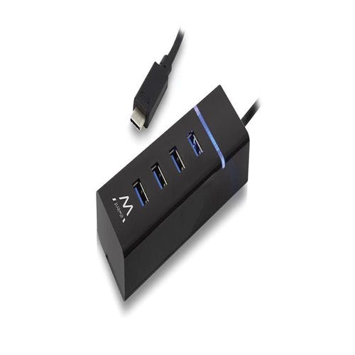 Ewent Hub USB-C EW1137, 4 Porte USB 3.1, Porta Alimentazione Hub, Adattatore USB-C A USB OTG, Cavo 30 Cm