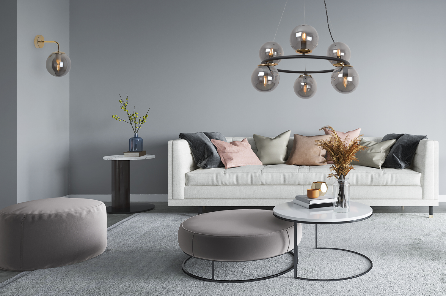Lampa kinkiet ścienny Siena glamour 1xE14 klosz kula szklana złoty/grafit Light Home LH - 4