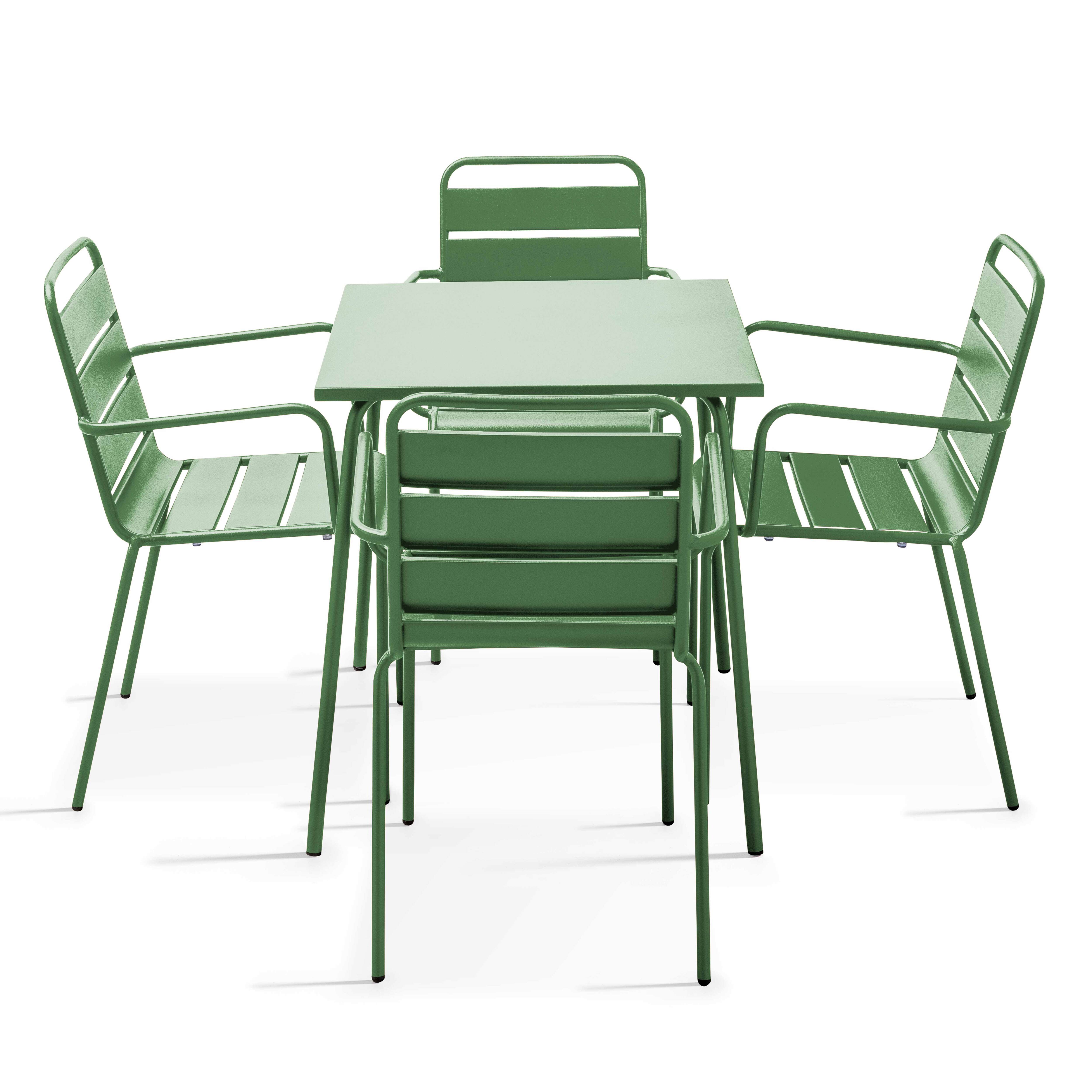 Table De Jardin Pliante Carrée Oviala 'Rome' - Acier, 60x60x71 Cm, Couleur Vert Cactus - Résistante Aux Intempéries, Pour Terrasse Et Balcon - 12
