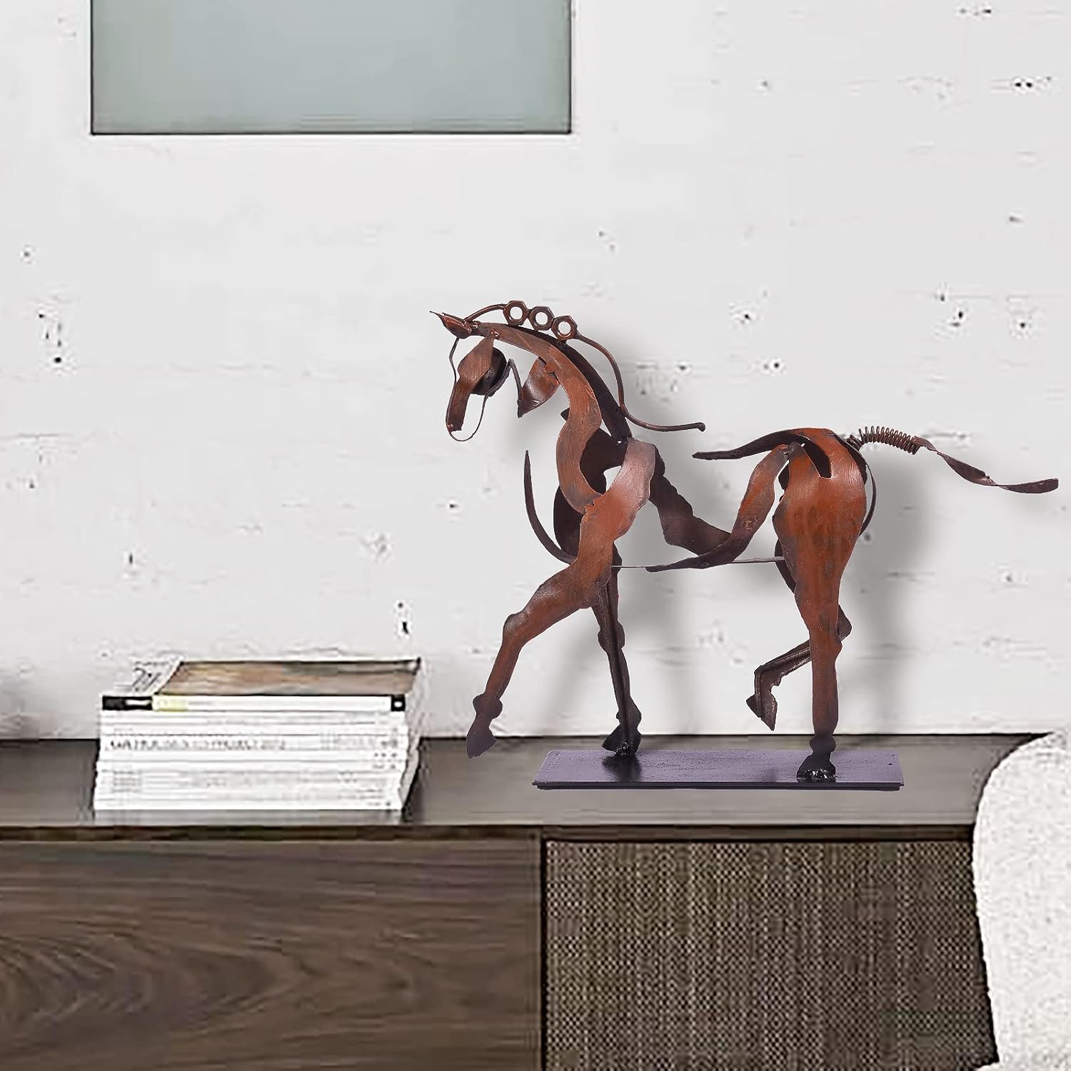 Art métal cheval statue décoration 100% fait main moderne cheval sculpture artisanat, rustique métal statue décoration maison étagère - 3