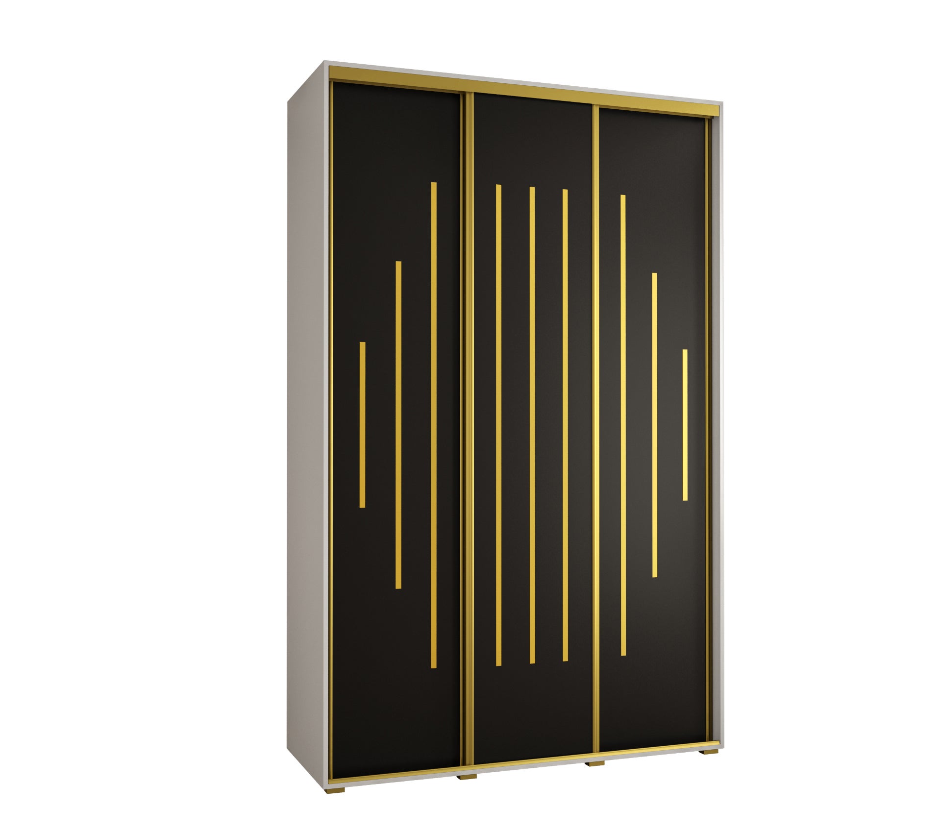 Szafa przesuwna wysoka Davos 12 150 x 60 x 235,2 cm biały + czarny + u. złoty - Abiks Meble
