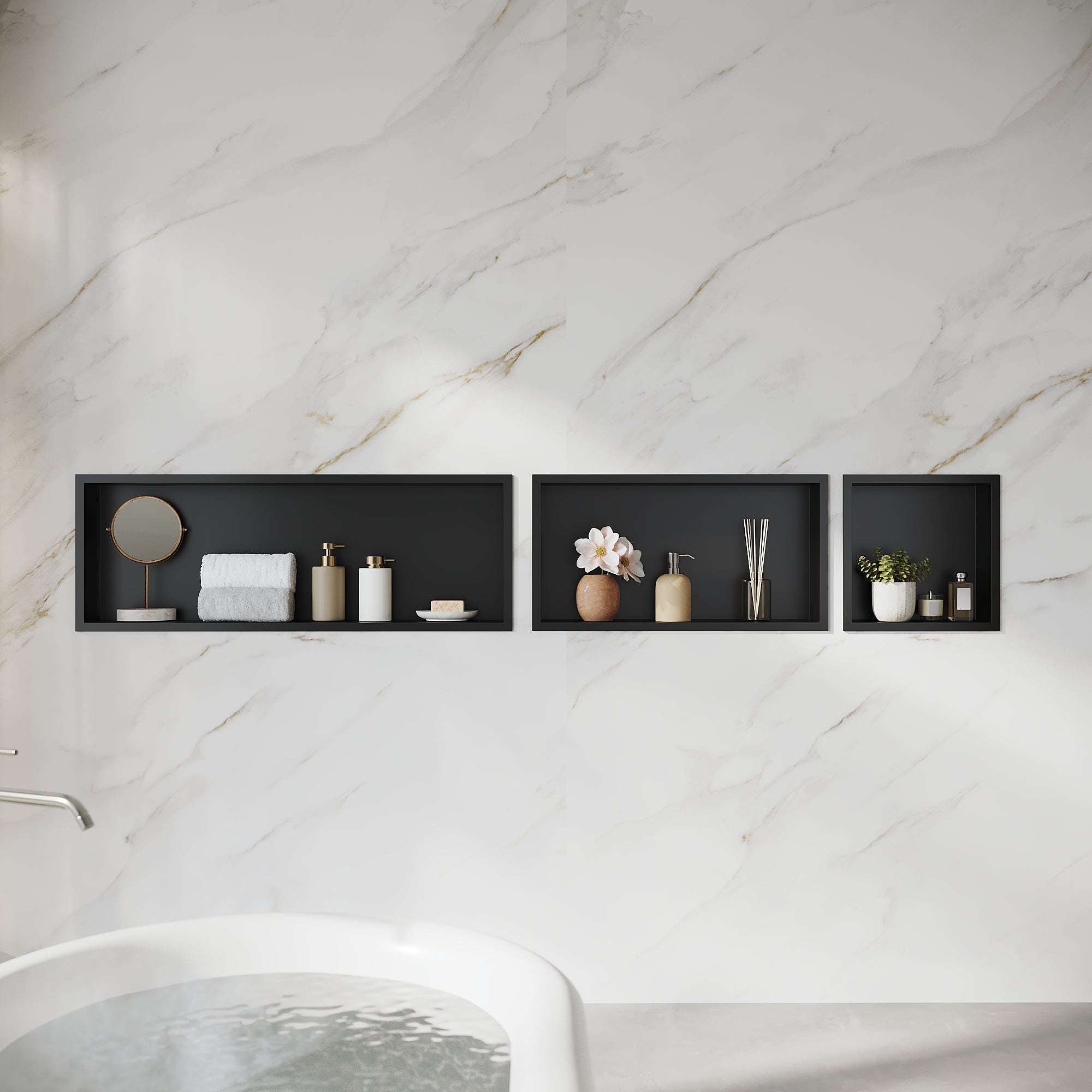 Niche de douche murale en acier inoxydable, niche de douche à carreler, étagère