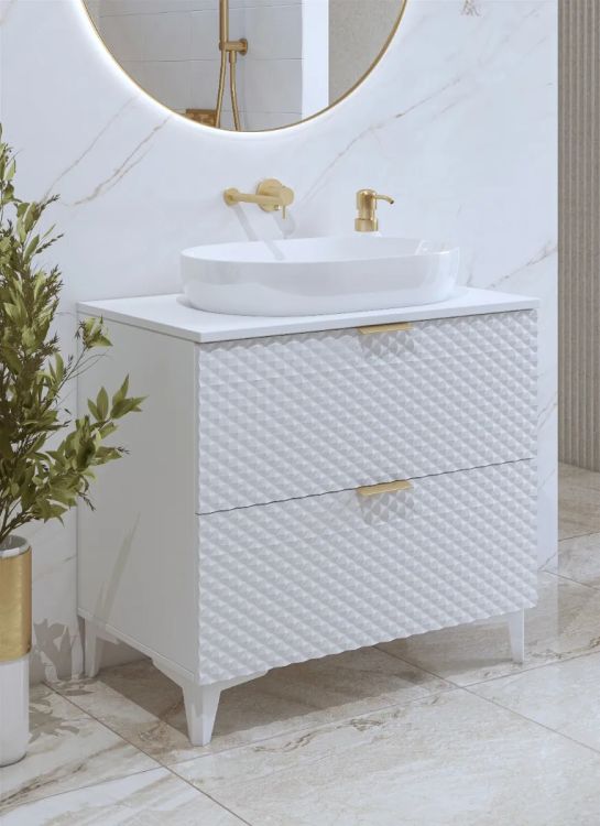 Szafka pod umywalkę nablatową LAURA 2S 80cm biała mat