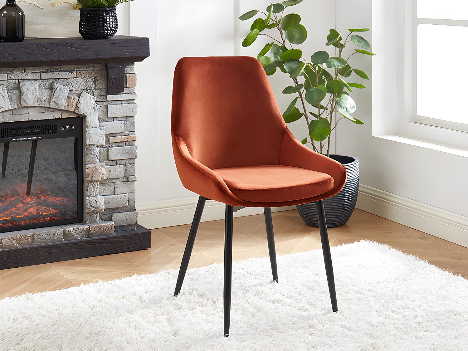 Zestaw 2 krzeseł MASURIE - welur - kolor terakota