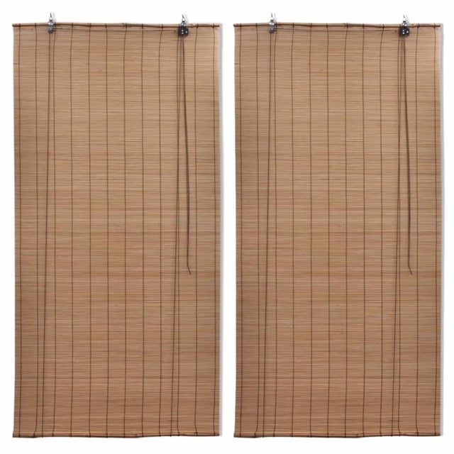 Estores de rolo 2 pcs 100 x 160 cm bambu castanho vidaXL