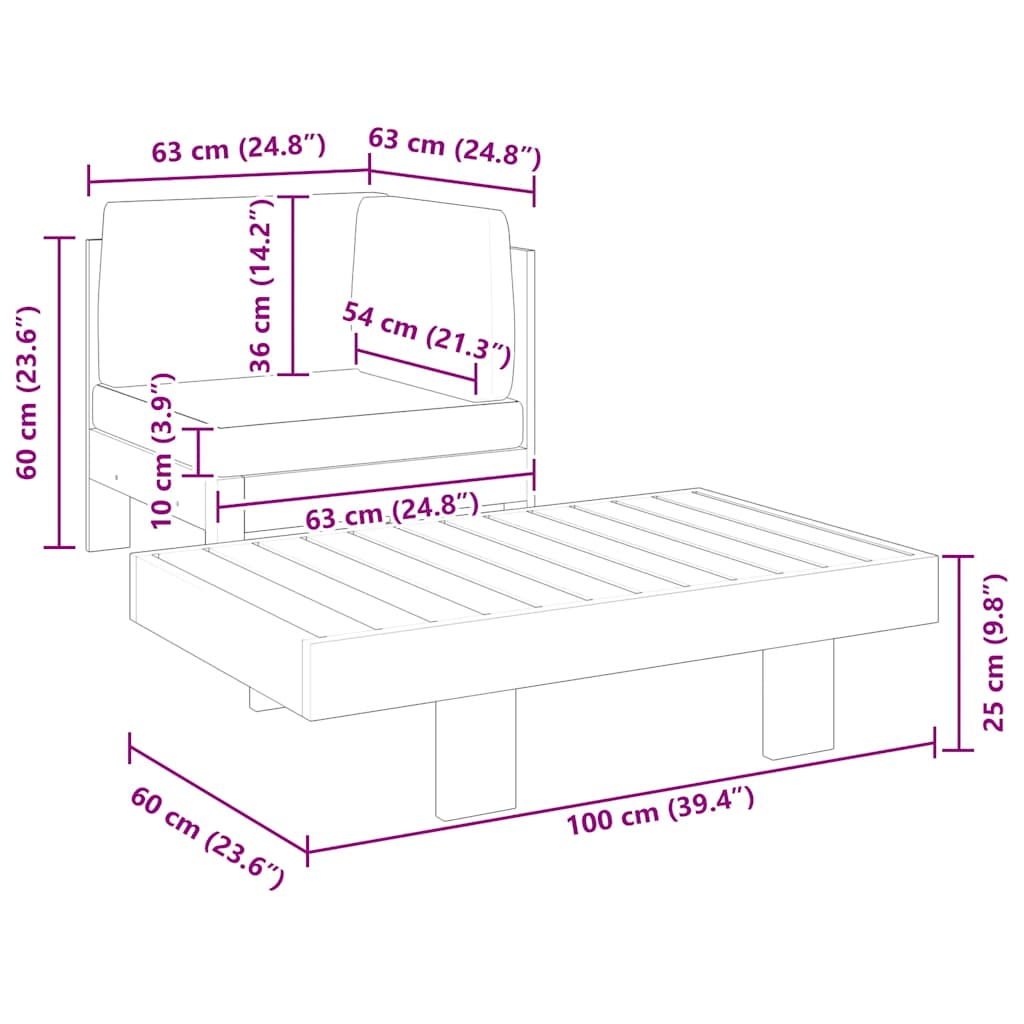 Maison Exclusive - Salon de jardin 2 pcs avec coussins blanc crème Bois d'acacia - 6