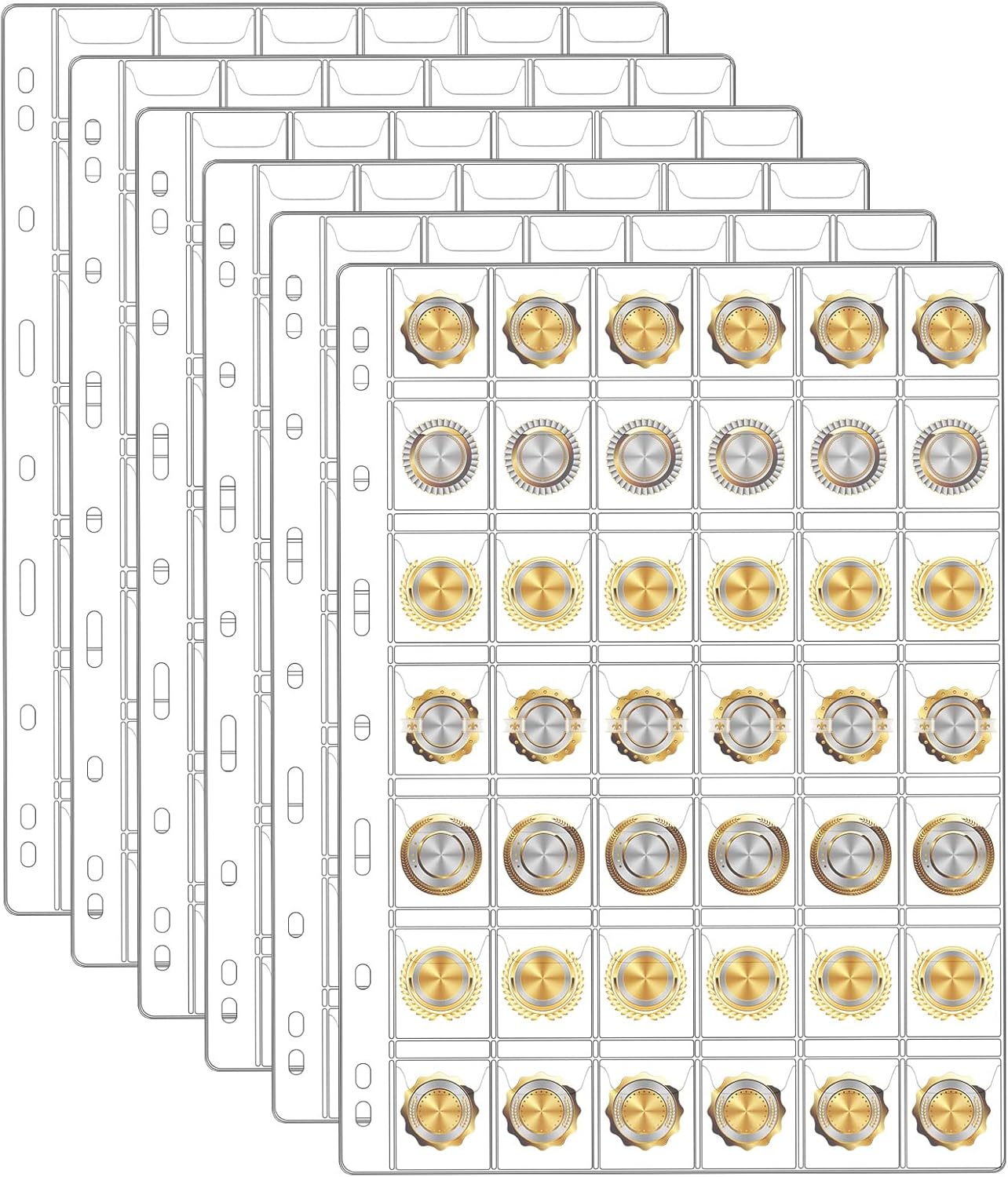 10 Feuilles Classeur Pièces De Monnaie – Pochettes 20 Compartiments Transparentes Pour Euros Et Commémoratives, Rangement Sûr Et Pratique