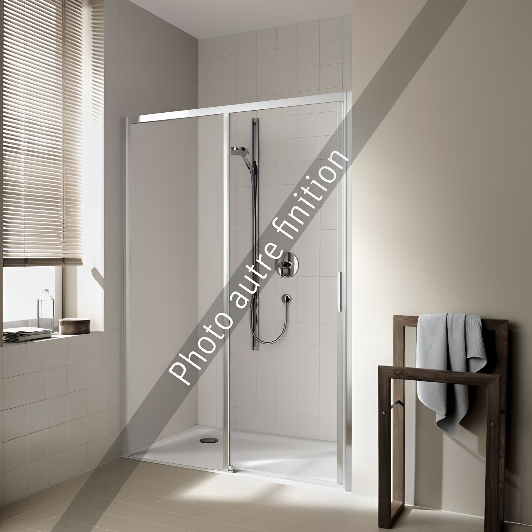 Cabine de douche avant 1 porte coulissante 110cm sérigraphiée - Blanc