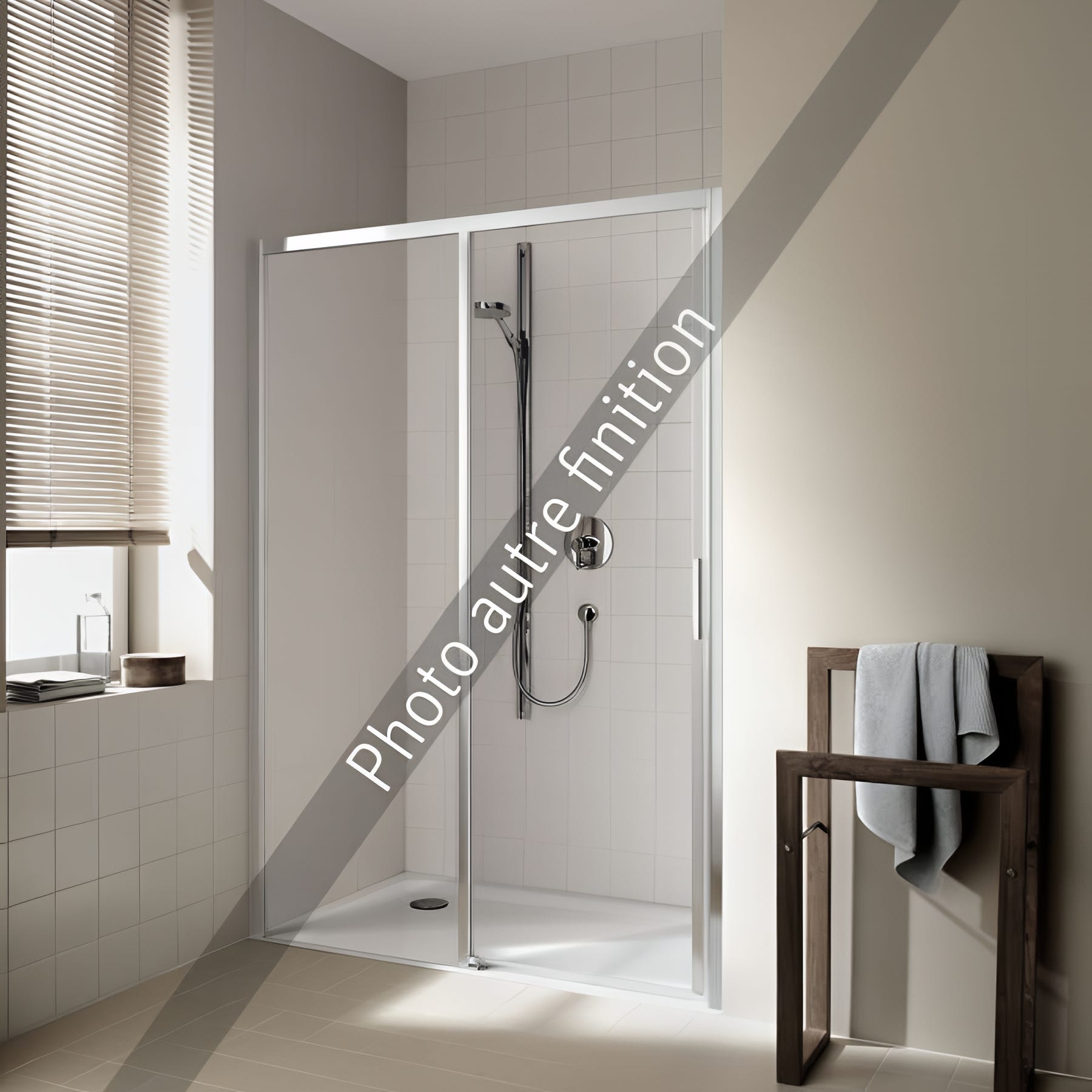 Cabine de douche avant 1 porte coulissante 110cm sérigraphiée - Blanc Cabine de douche avant 1 porte coulissante 110cm sérigraphiée - Blanc