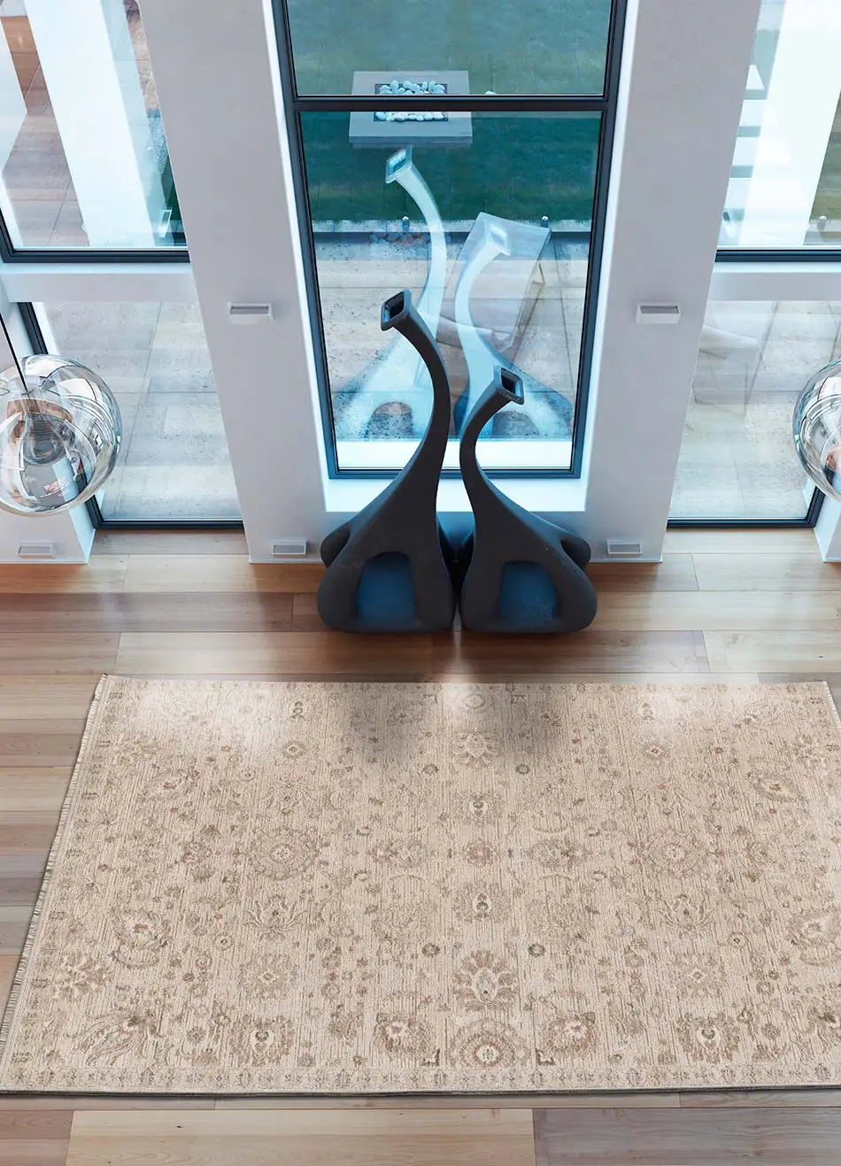 Tapis intérieur beige rectangulaire l.160 x L.230 cm ONA vintage avec franges - ATTICGO - 6