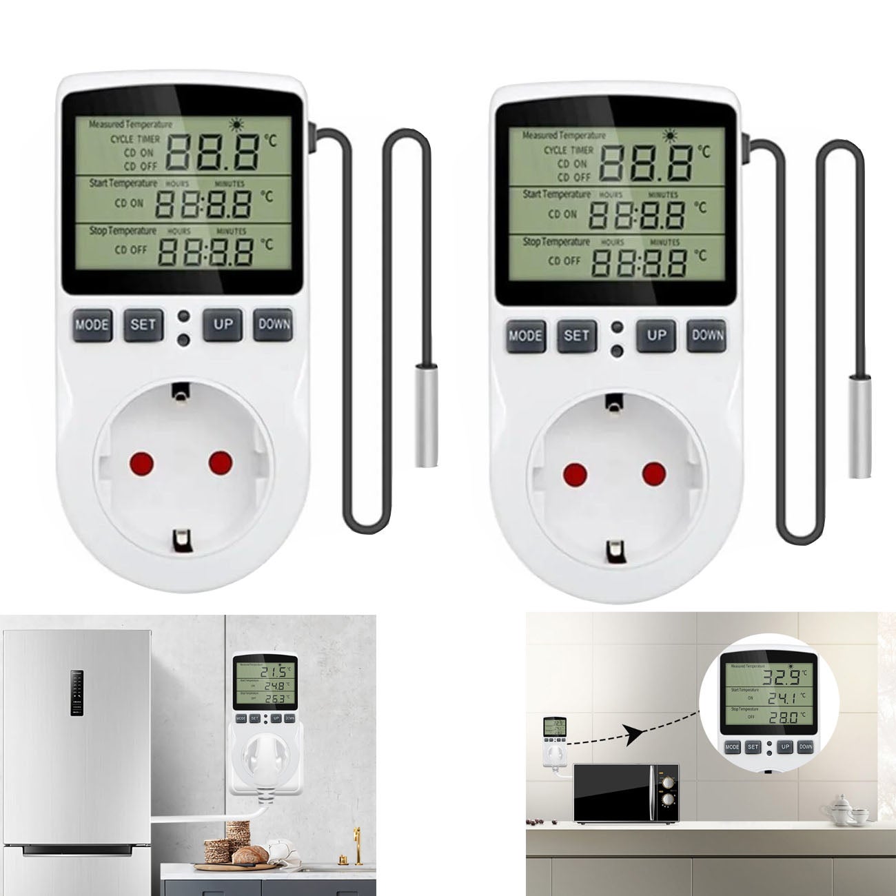 Romberg Thermostat HortiSwitch 3.0" | Thermostat à Commande Numérique Avec Minuterie | Capteur De Température | 3 Prises | 30 X 13,5 X 5,5 Cm