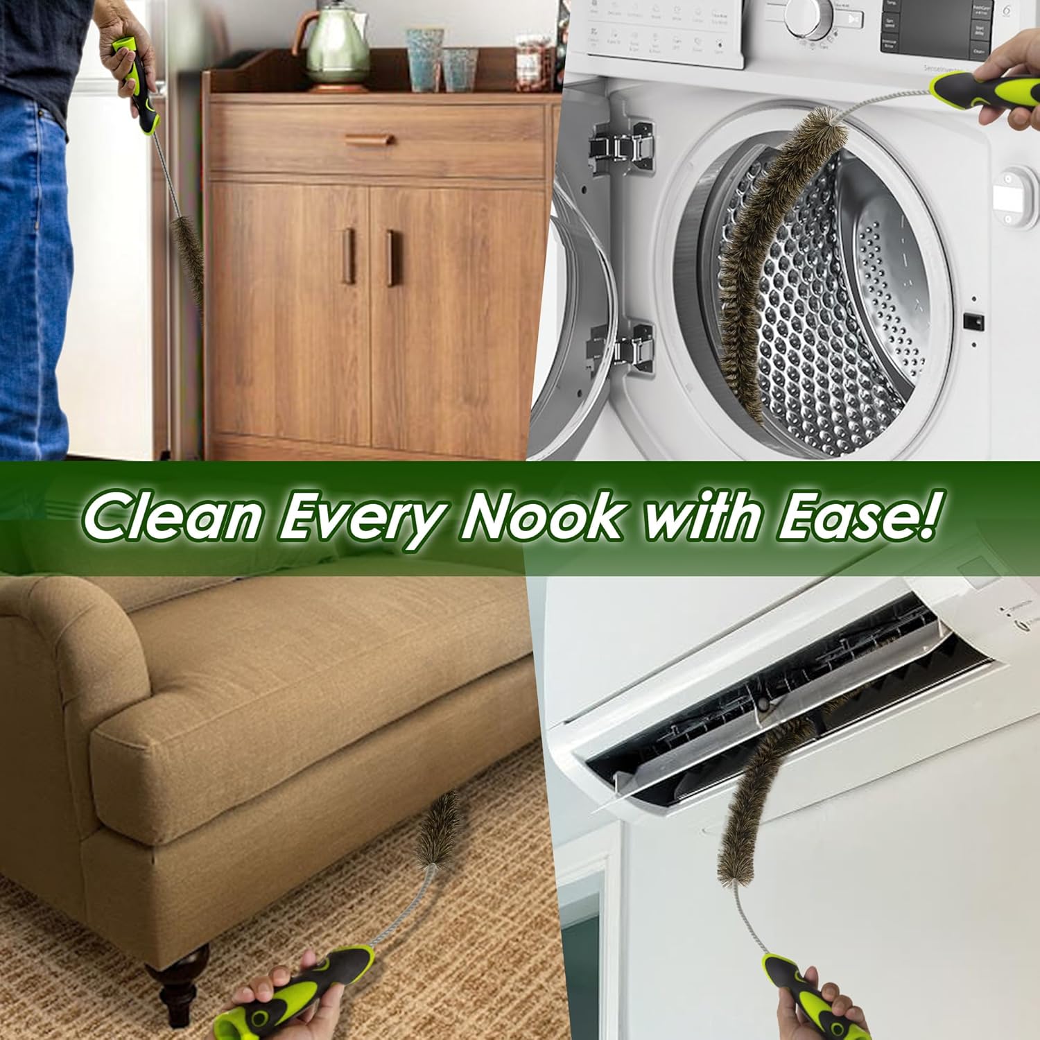 Brosse de nettoyage flexible pour radiateur 81 cm en poils de sanglier avec tête en silicone et tube de protection pour éviter les rayures et nettoyer - 4