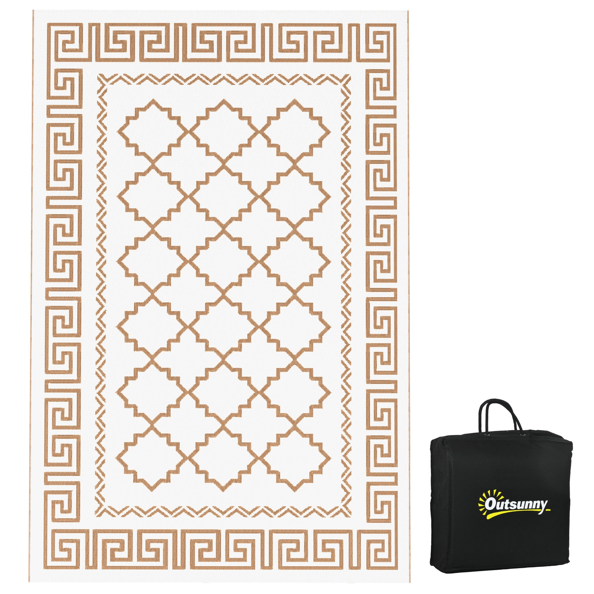 Outsunny Tapis D'Extérieur En Plastique 182 X 274 Cm Avec Sac De Transport - Tapis De Balcon Imperméable Bleu Blanc Pour Camping Et Terrasse