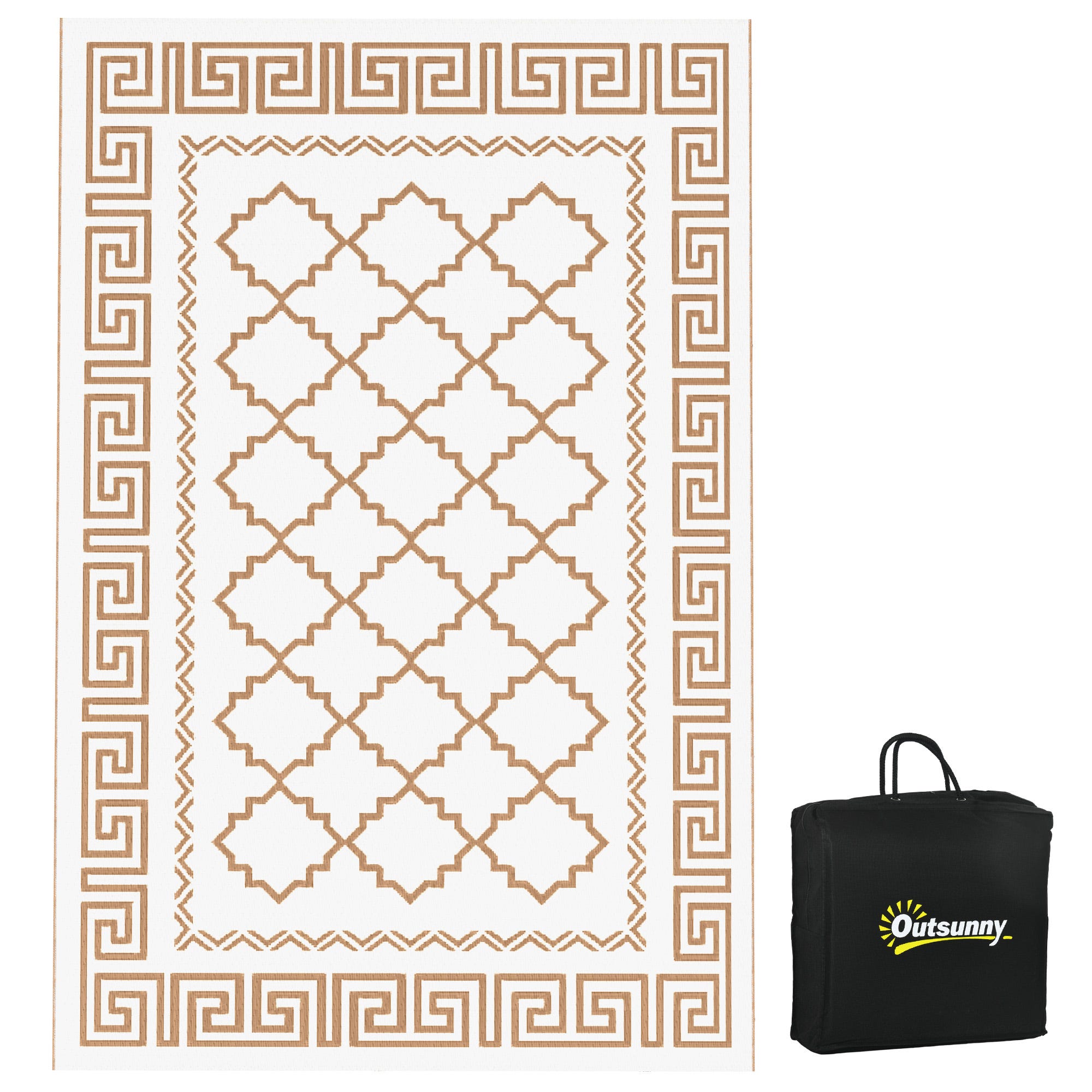Outsunny Tapis D'Extérieur En Plastique 182 X 274 Cm Avec Sac De Transport - Tapis De Balcon Imperméable Bleu Blanc Pour Camping Et Terrasse