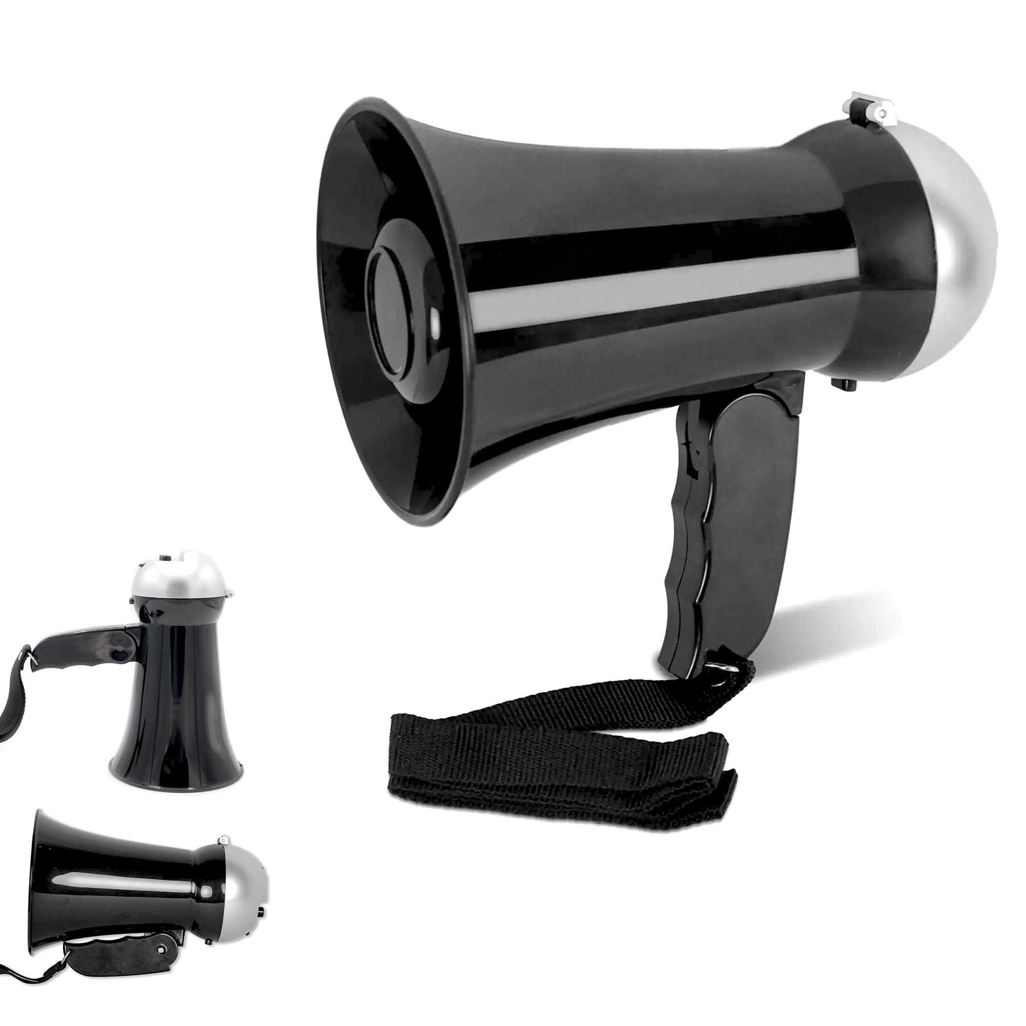Megafono Nedis Portatile - 25 W, Microfono Staccabile, Sirena Integrata, Portata 1500 M, Volume Max 135 DB, Bianco/blu