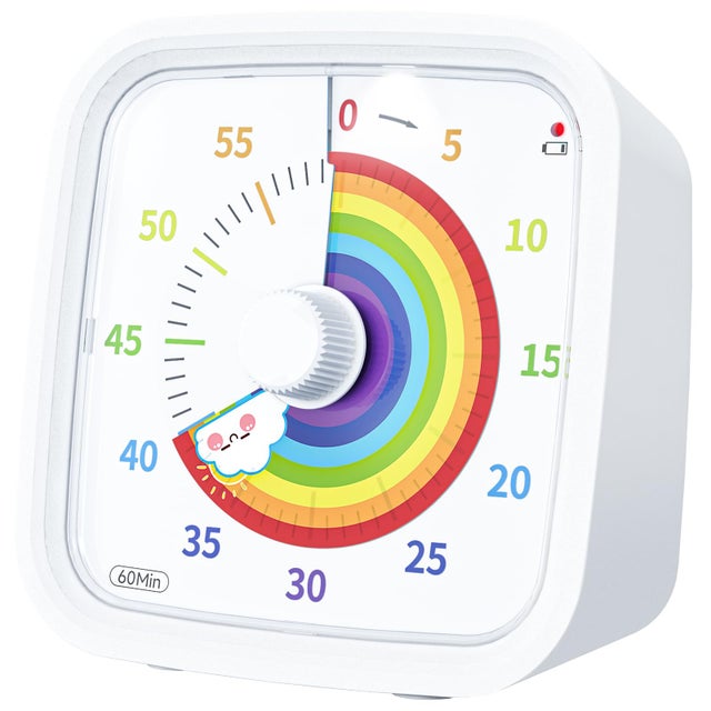 Minuteur Visuel Arc-en-Ciel avec étui de Protection, Rainbow Timer Enfant Compte à Rebours de 60 Minutes Minuteur pour Enfants et Adultes