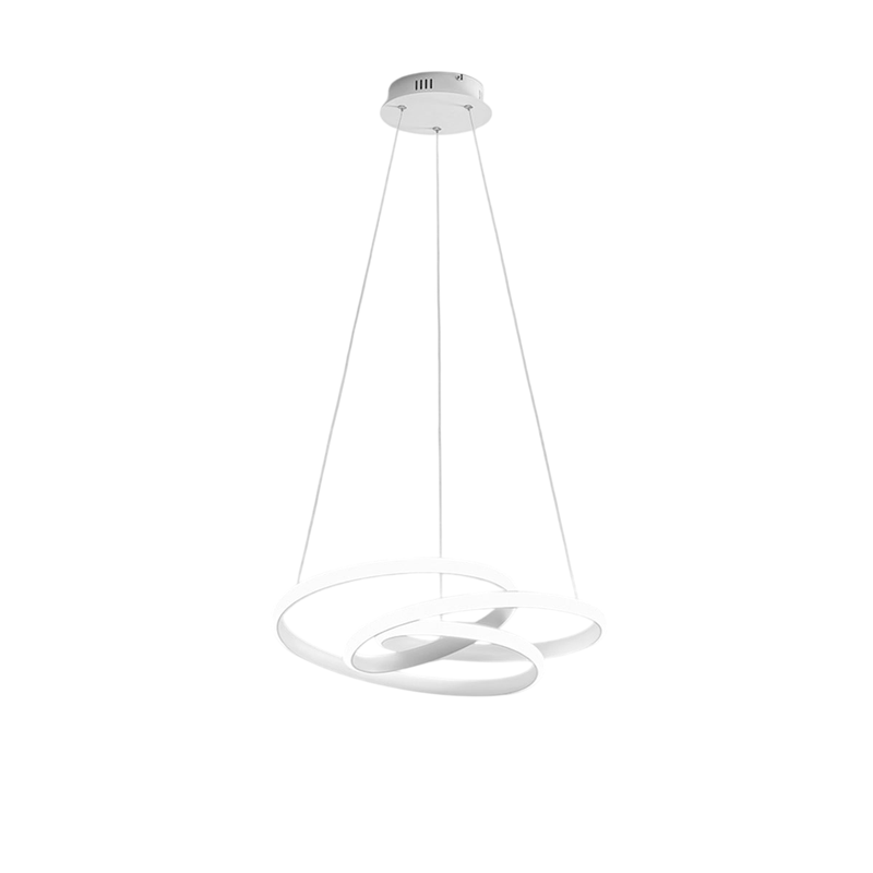 Gea Luce  Diva, Lámpara Colgante Led Regulable 47W, Diseño Moderno En Aluminio Satinado, Luz Cálida 3000K, Aros Entrelazados D.65cm Blanco Aluminio, Leroy Merlin