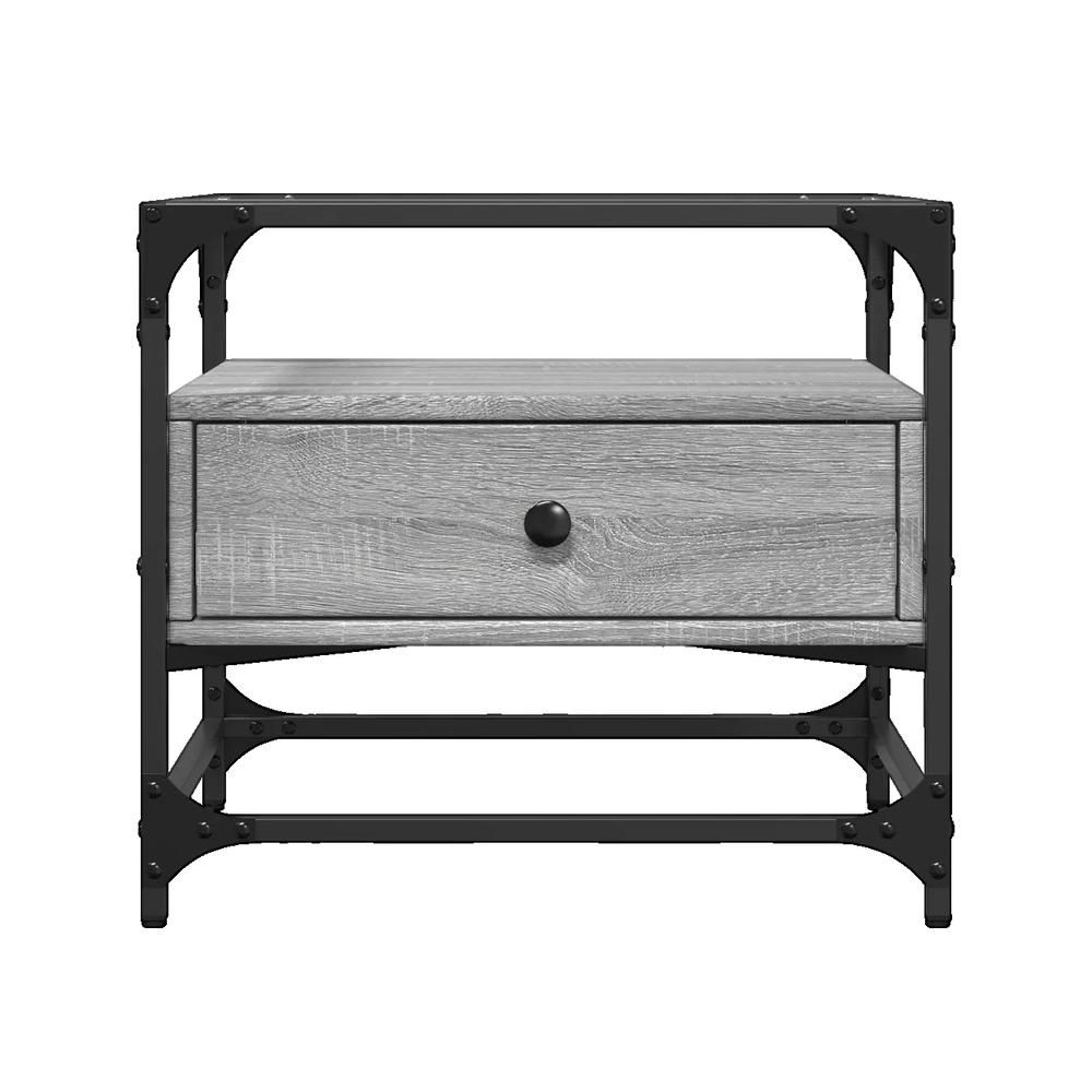 Table basse avec dessus en verre sonoma gris 50x50x45 acier vidaXL ...