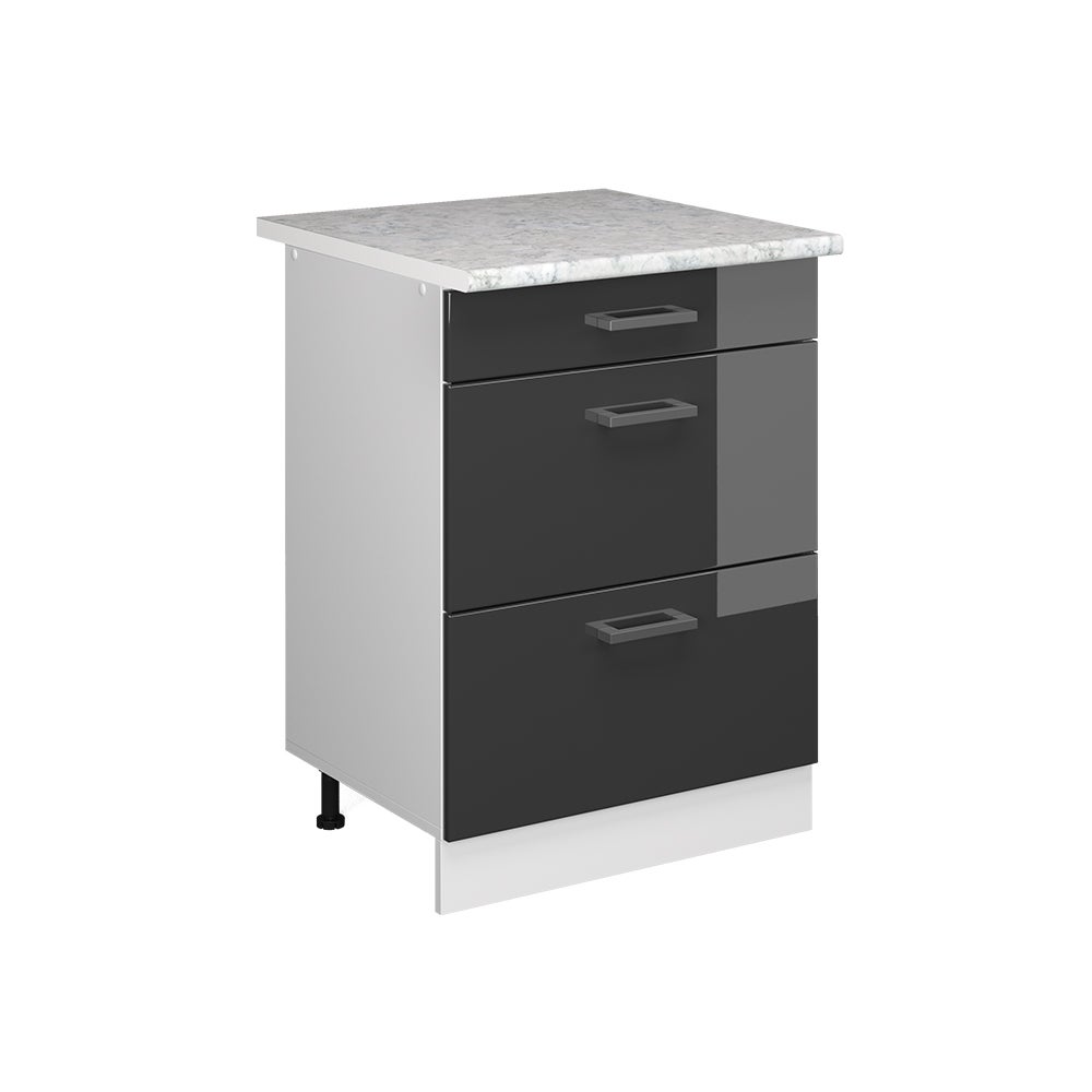 Vicco Uniwersalna jednostka bazowa R-Line, Antracyt wysoki połysk, 60 cm z szufladami