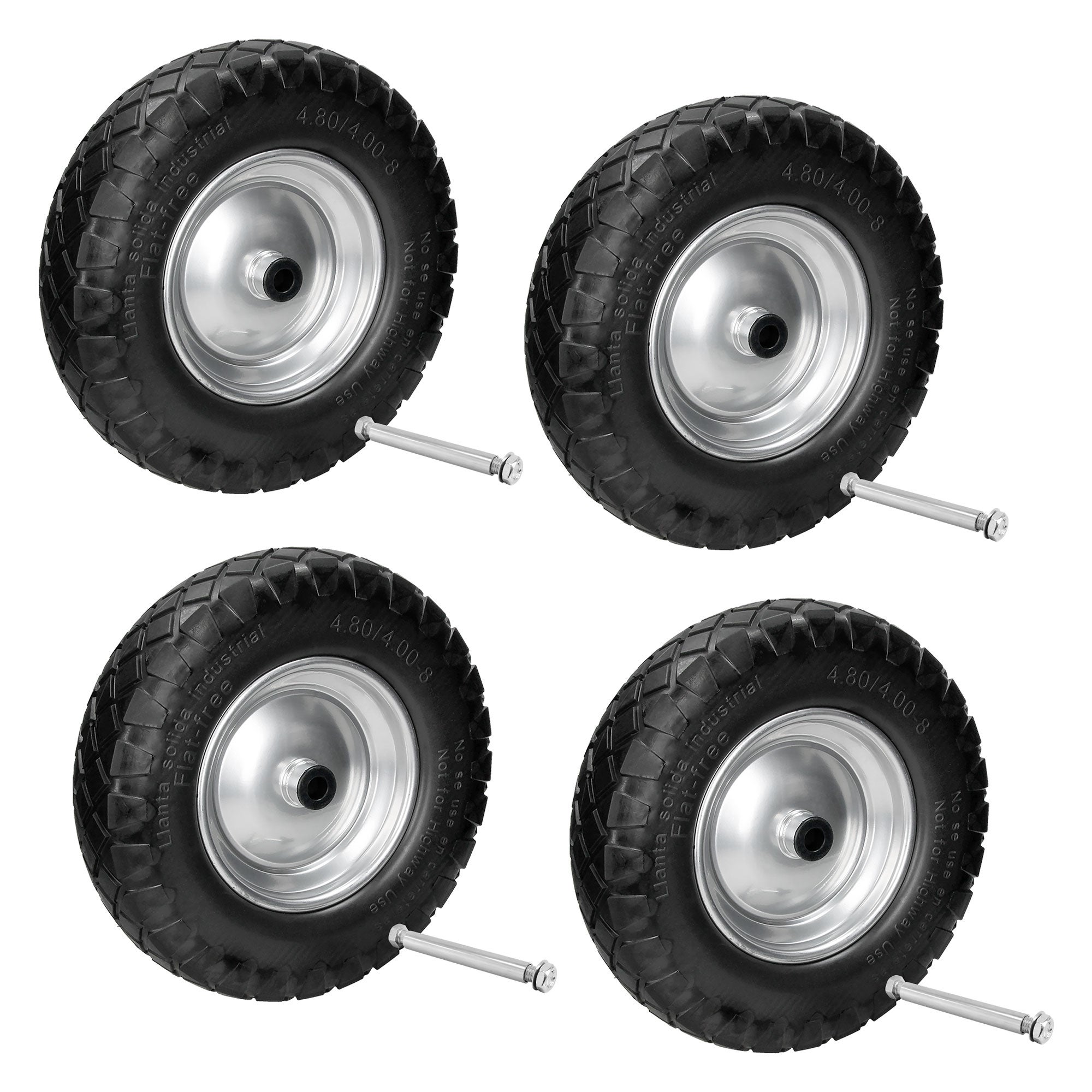 Roue De Brouette Pleine En Caoutchouc - 4.80/4.00-8 - Axe 20mm - Capacité 200kg - LABT