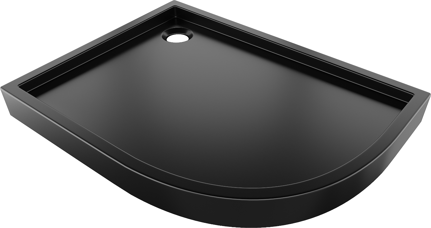 Mexen Flow+ brodzik półokrągły asymetryczny lewy 100 x 90 cm, czarny mat - 46Q709010LH
