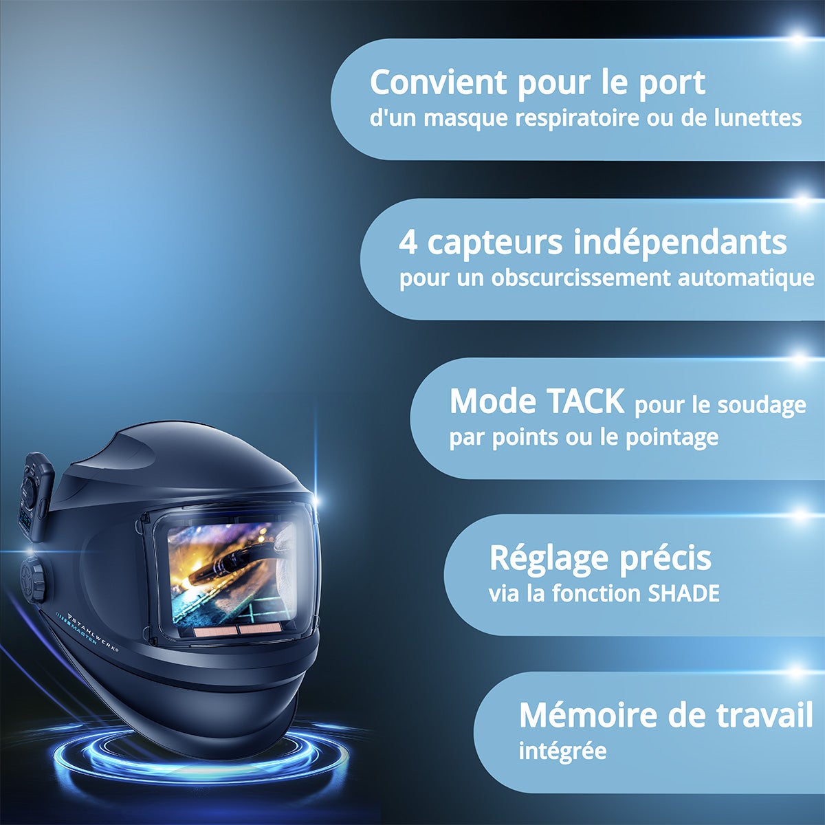 STAHLWERK Casque de soudage automatique MASTER AIR Système d'air frais TH3 Protection respiratoire PAPR - 2