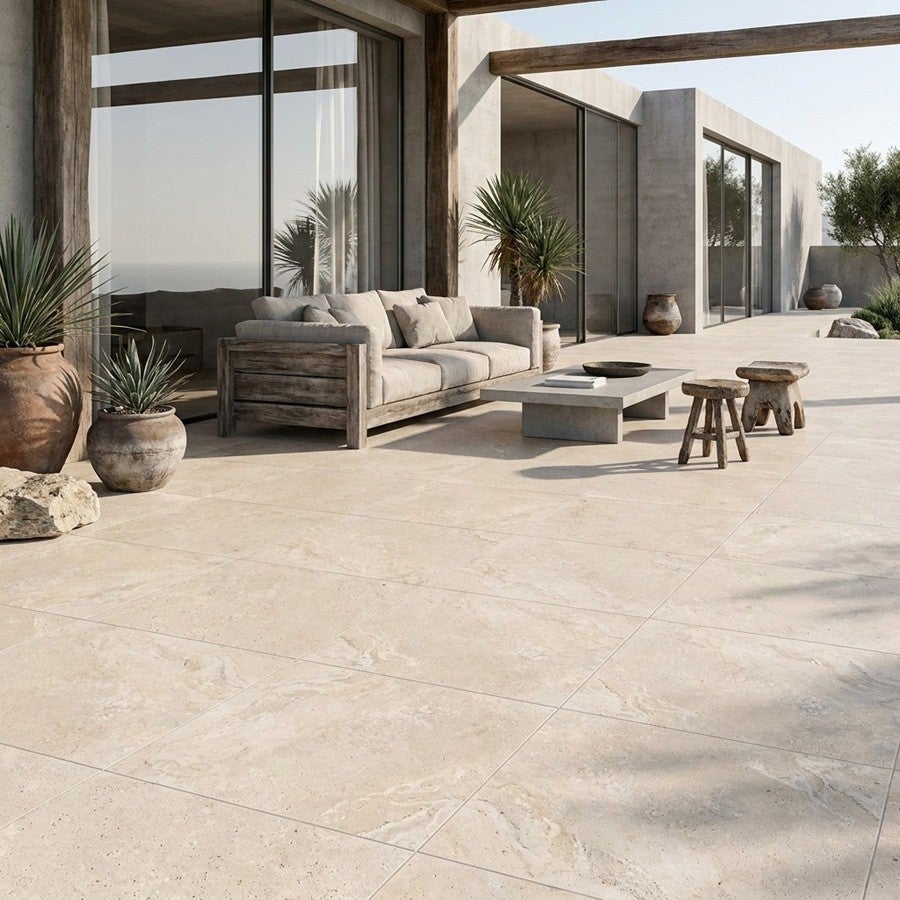 Carrelage Extérieur Grand Format Keita Origine Almond 100x100 Cm R11 Antidérapant - 6