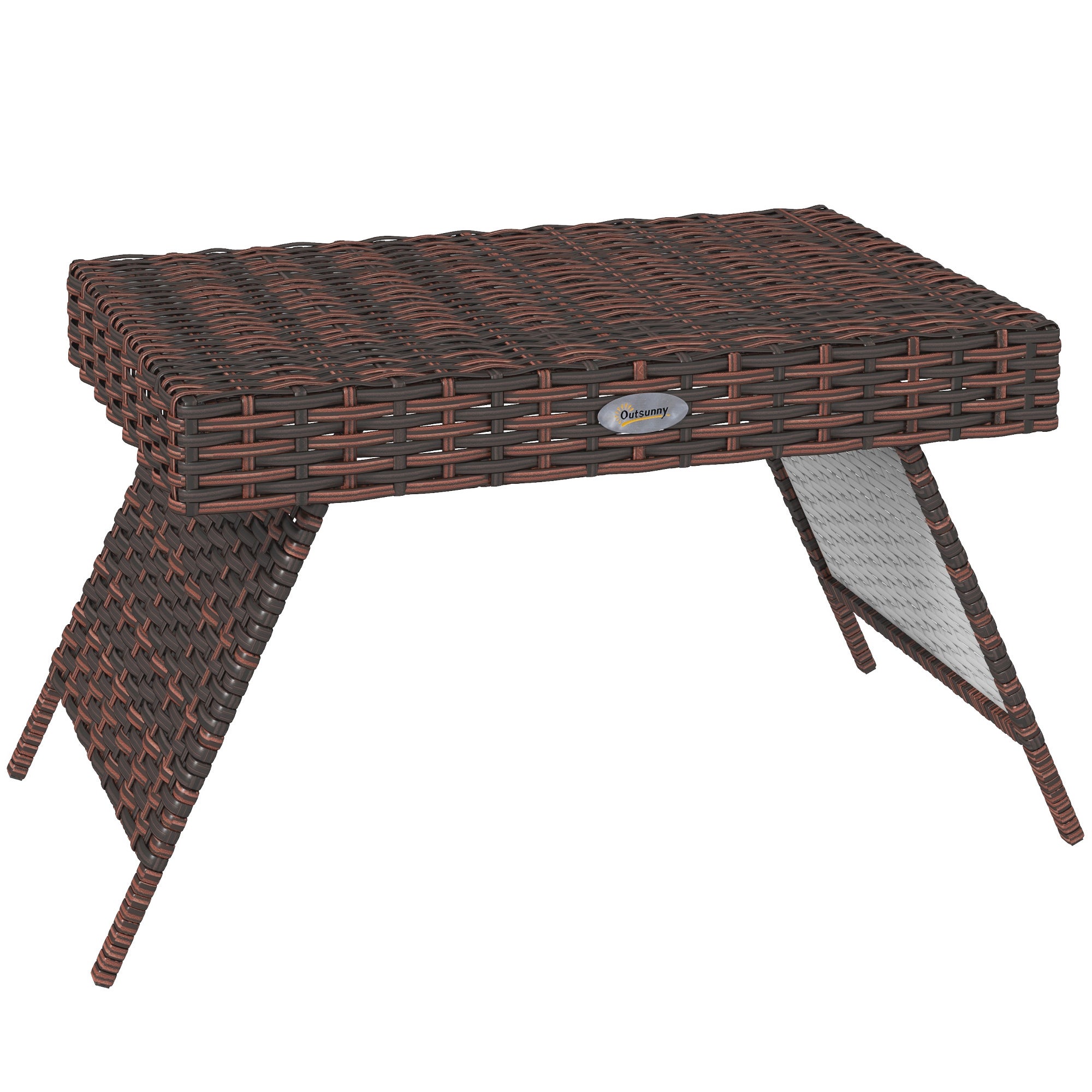 Rattanowy składany stół Stół ogrodowy odporny na warunki atmosferyczne brązowy 60x41x41cm idealny na balkon i taras