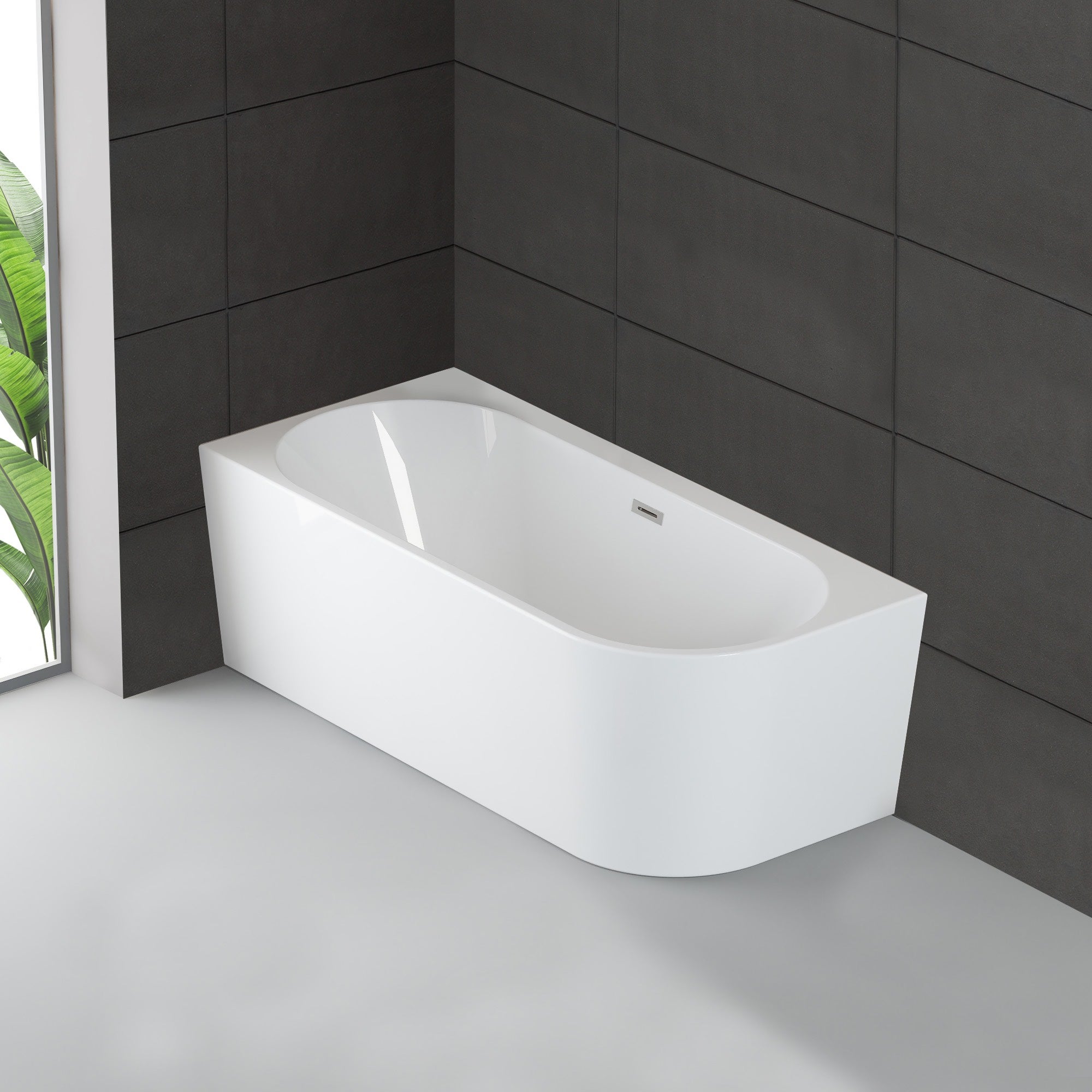 Baignoire Semi-îlot Murale D'angle Capri 170 Gauche Blanche 170 X76 X58 Cm, By Spalina - 9