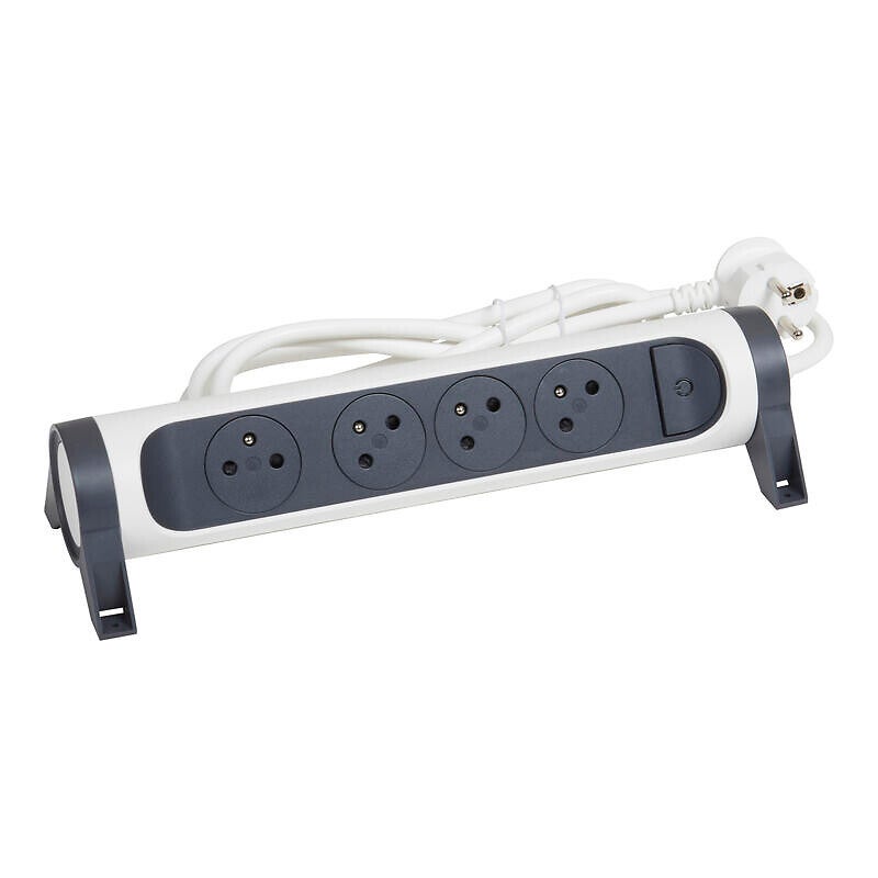 bloc multiprise - 4 x 2p+t - rotatif - 3 mètres - blanc / noir - legrand 049459 - 3