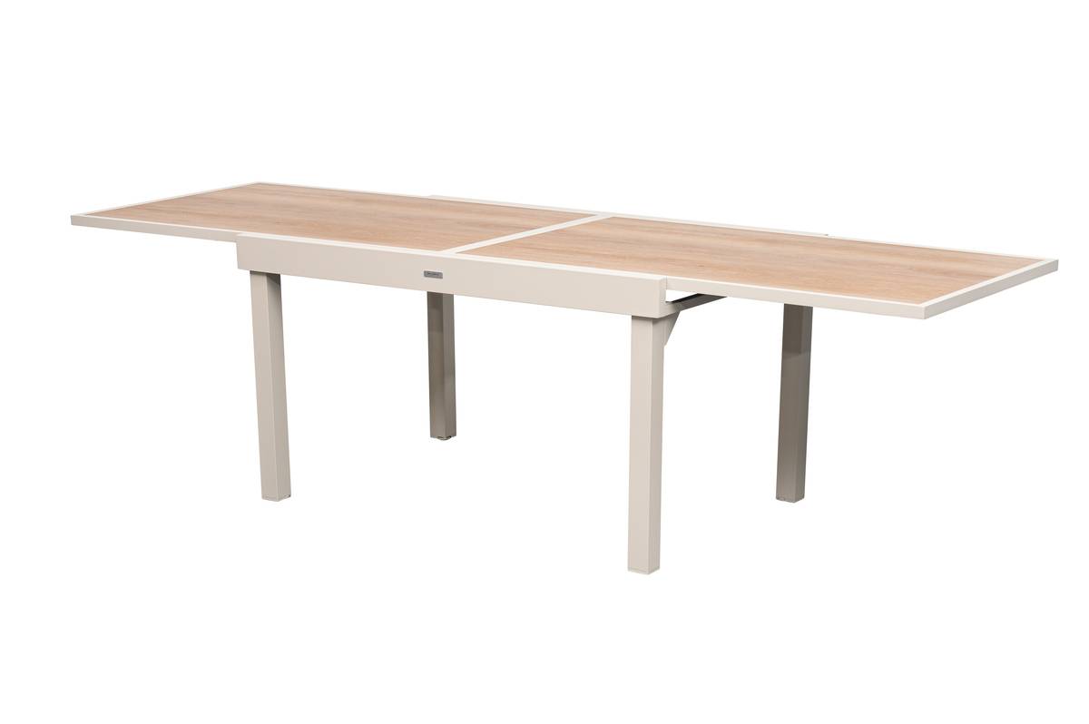 Table de jardin extensible rectangulaire en Verre Beige 10 places - 2