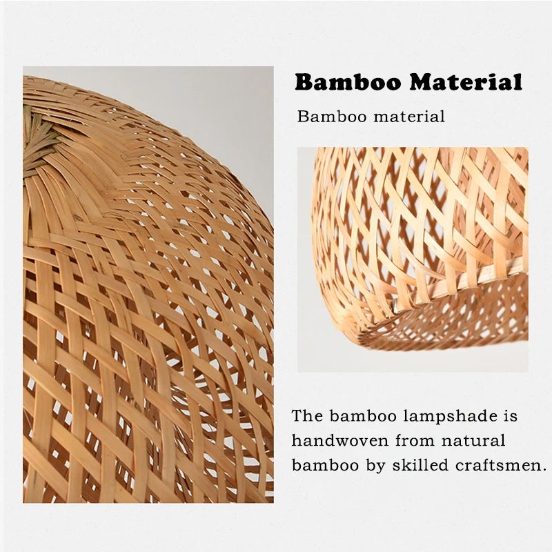4 szt. ręcznie pleciona lampa wisząca z bambusa 30 cm w stylu chińskim, plafon do salonu, sypialni, restauracji i dekoracji wnętrz (bez żarówki) - 6