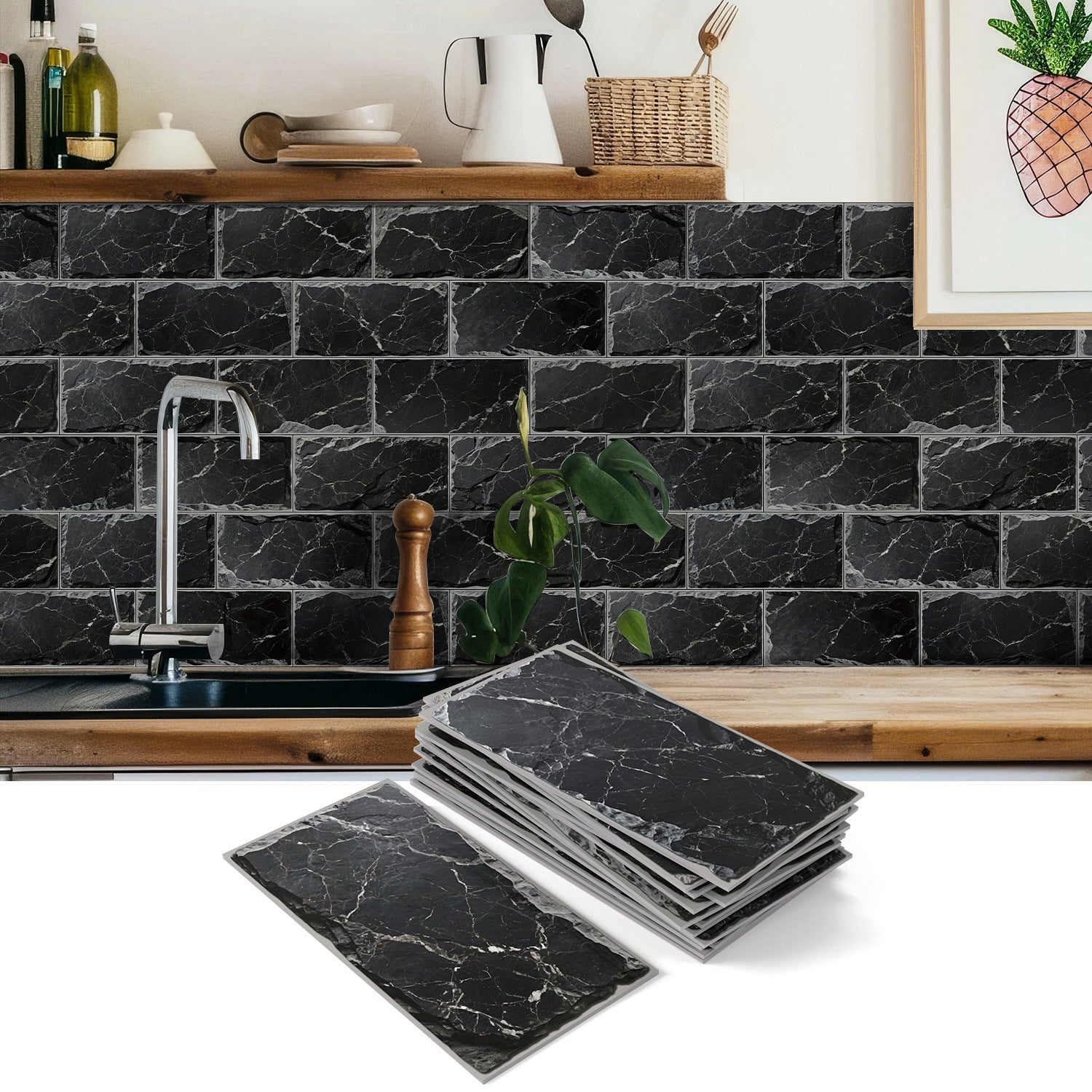 16 naklejek dekoracyjnych na ścianę - Naklejka samoprzylepna PE - 20,32x10,16cm - Szybki montaż