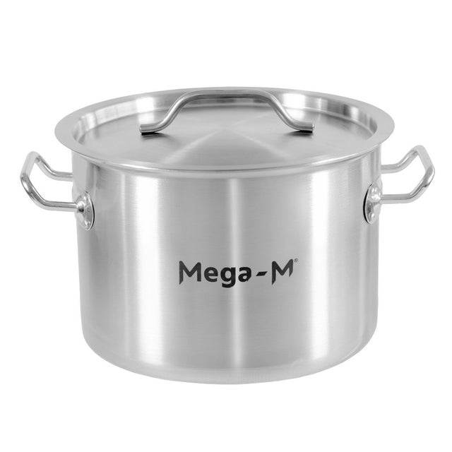 Garnek gastronomiczny niski ze stali nierdzewnej z pokrywką Mega-M Standard 8l 28x13 cm