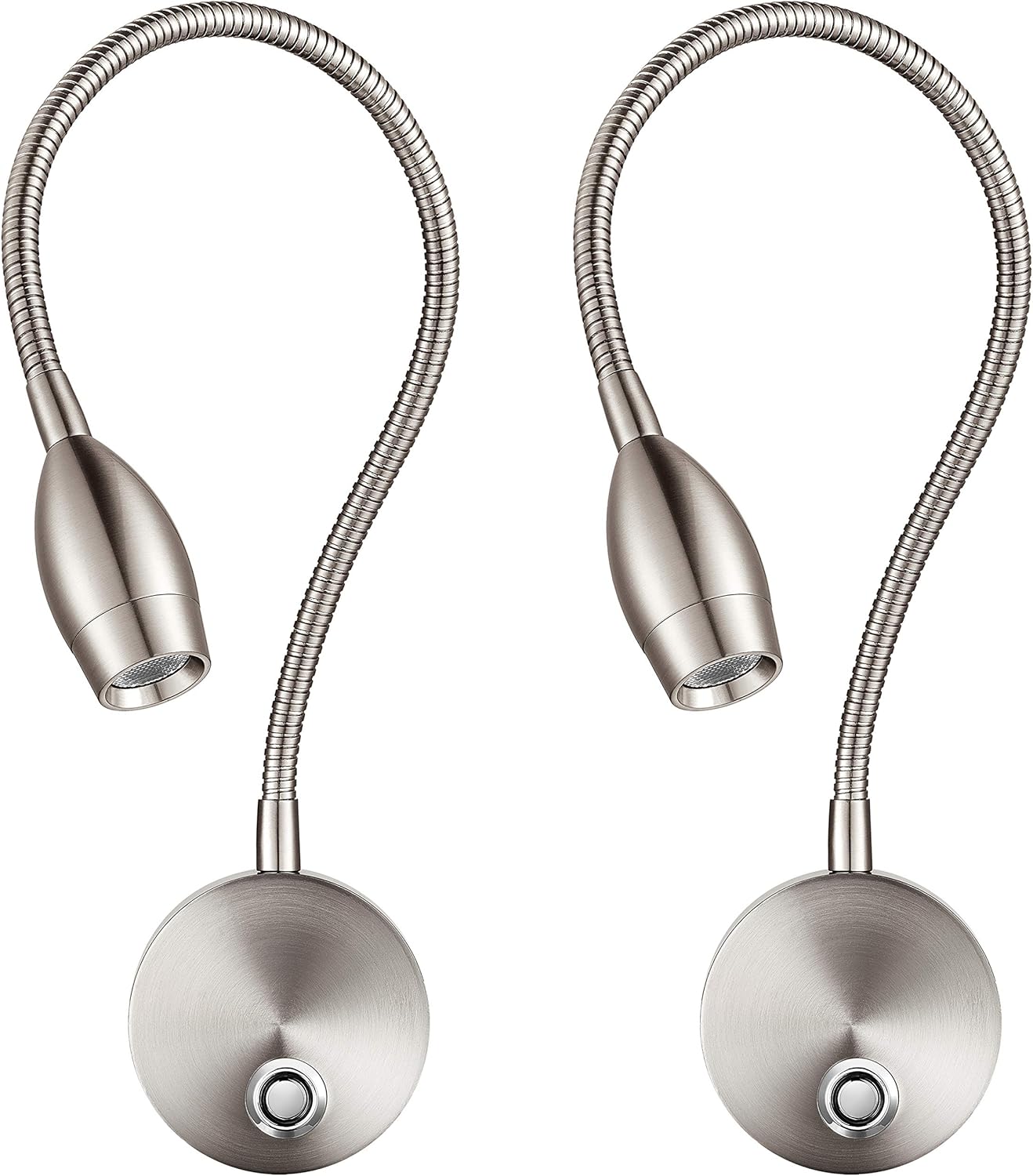 Lampka nocna, lampka do czytania do sypialni, dioda LED 3 W, ściemnialna dotykowo (piaskowy nikiel, 2 sztuki)