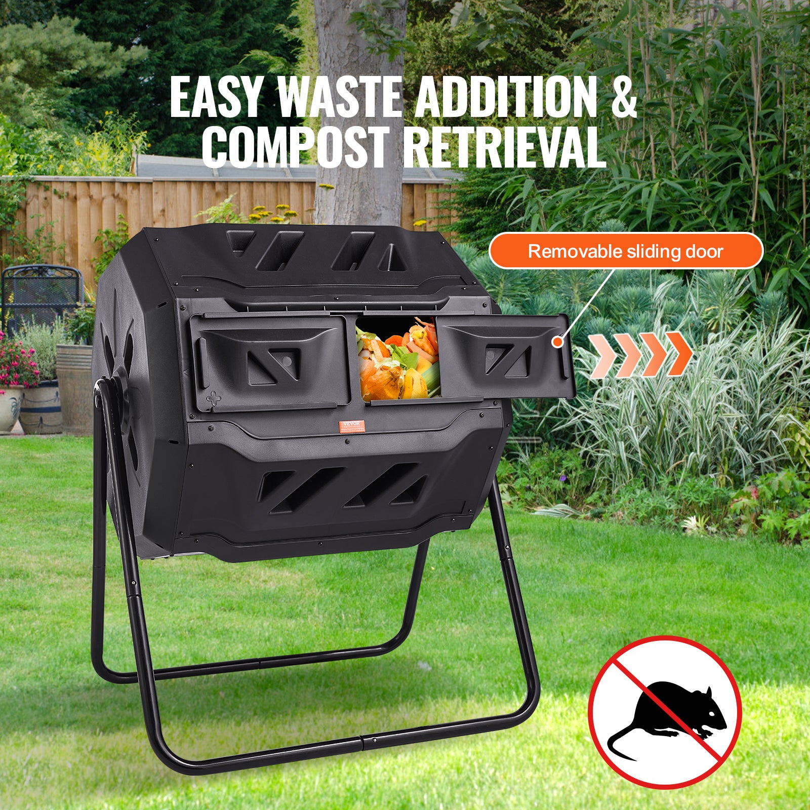 Composteur Jardin Rotatif VEVOR 162,7 L Double Chambre Bac à Compost Rotatif à 360° en PP sans BPA Charge 50 kg pour Compostage des Déchets Organiques - 3