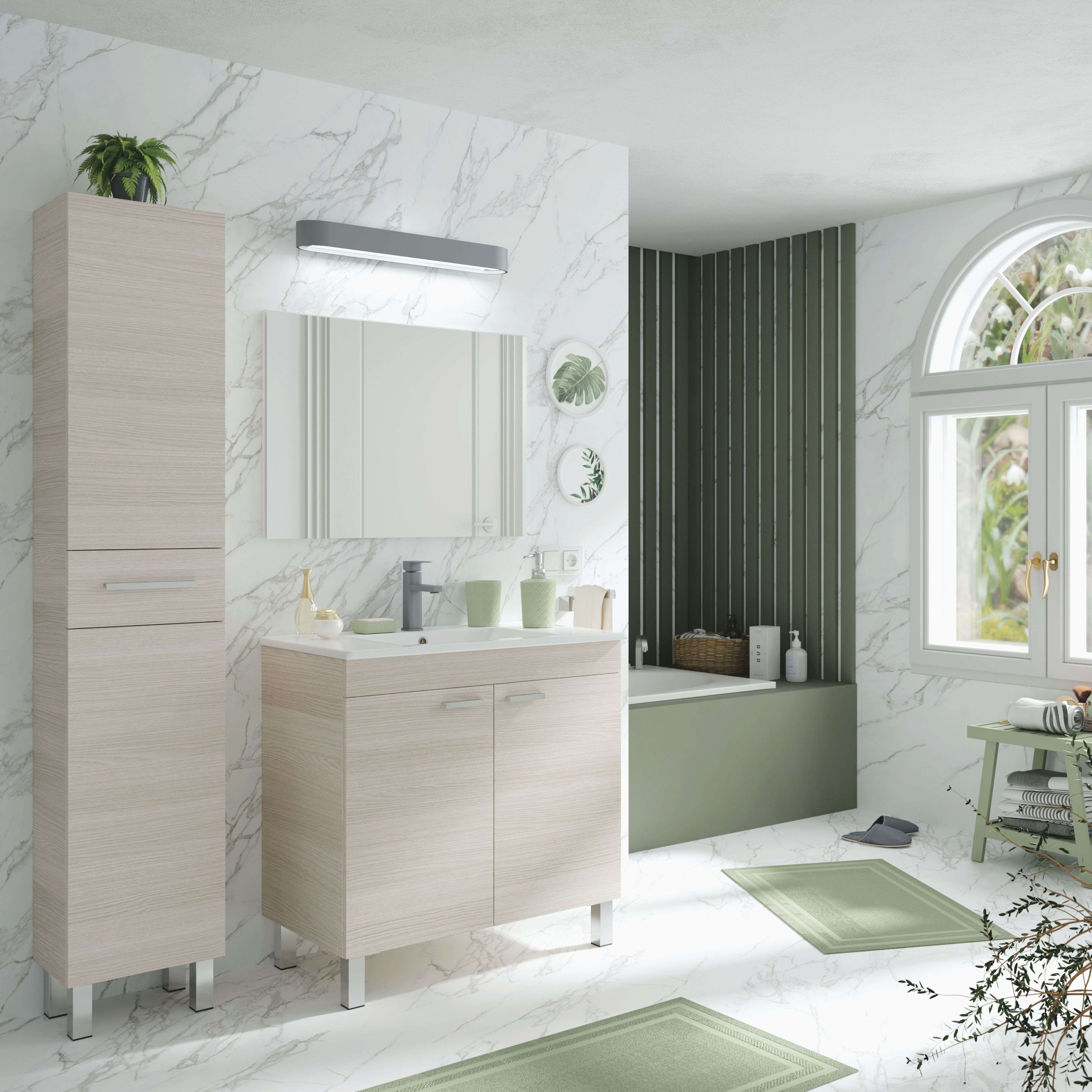 Columna de Baño Athena Estilo Natural 2 Puertas y 1 cajón Color Roble 182x35x31 cm - 5