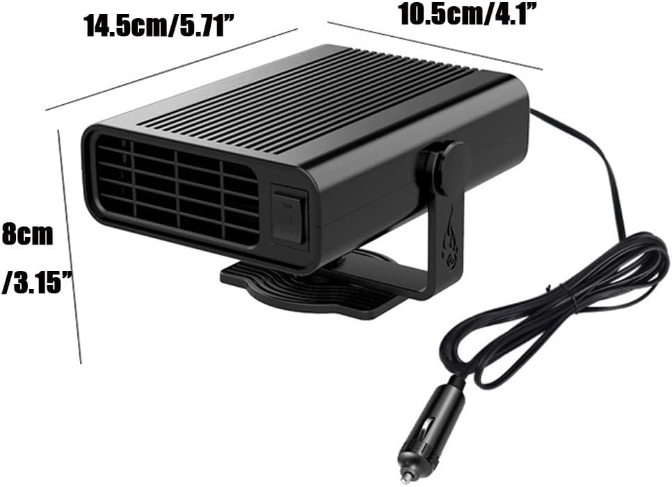 Ogrzewacz samochodowy 2 w 1 i odmgławiacz szyby przedniej do samochodów osobowych i ciężarowych, czarny, 24 V, 150 W - 4