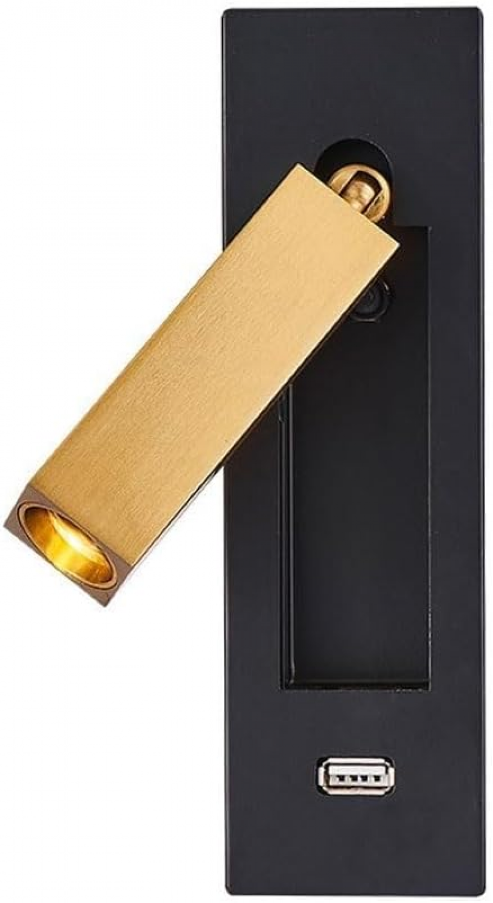 Wpuszczany reflektor LED, lampka nocna do czytania z portem ładowania USB, 3 W (czarny + złoty)