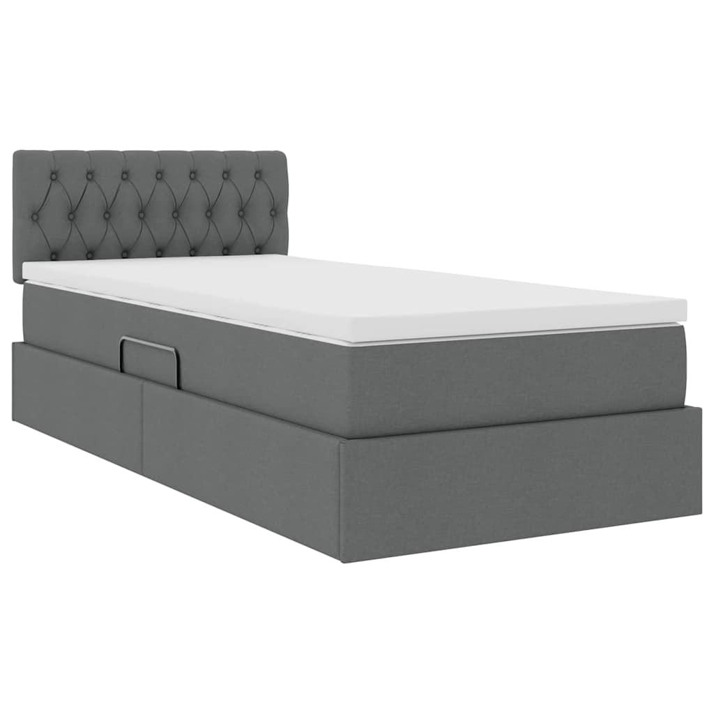 Lit de rangement avec matelas gris foncé 90 x 190 cm velours - 5