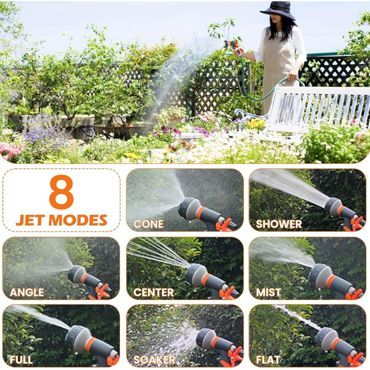 Embout tuyau arrosage pistolet pulvérisateur 8 modes débit réglable raccord tuyau d'arrosage pour arrosage jardin lavage voiture - 5