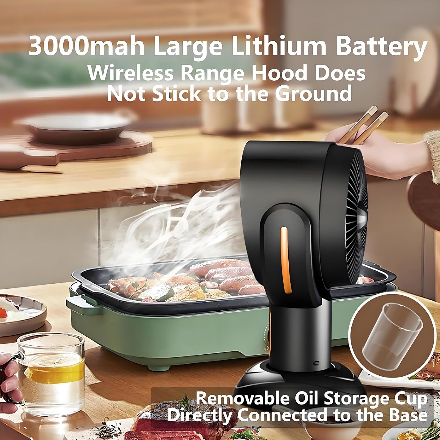 Ventilador portátil purificador de fumaça – Eliminação de odores de alta eficiência para cozinhas internas e fumantes. - 5