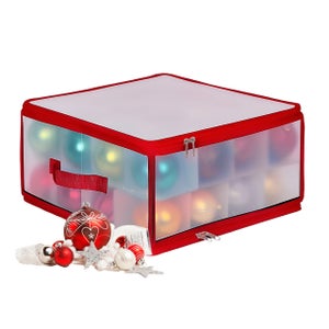 Boîte De Rangement Pour Boules De Noël Relaxdays - 128 Boules, 8 Tiroirs - Dimensions 40x73x36.5 Cm - Noir, Avec Séparateurs Ajustables