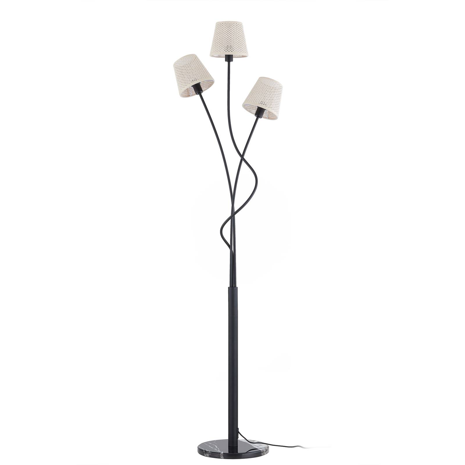 Lindby lampe sur pied Torvy, noir/blanc, métal, 165 cm, E14, Lampadaire ...